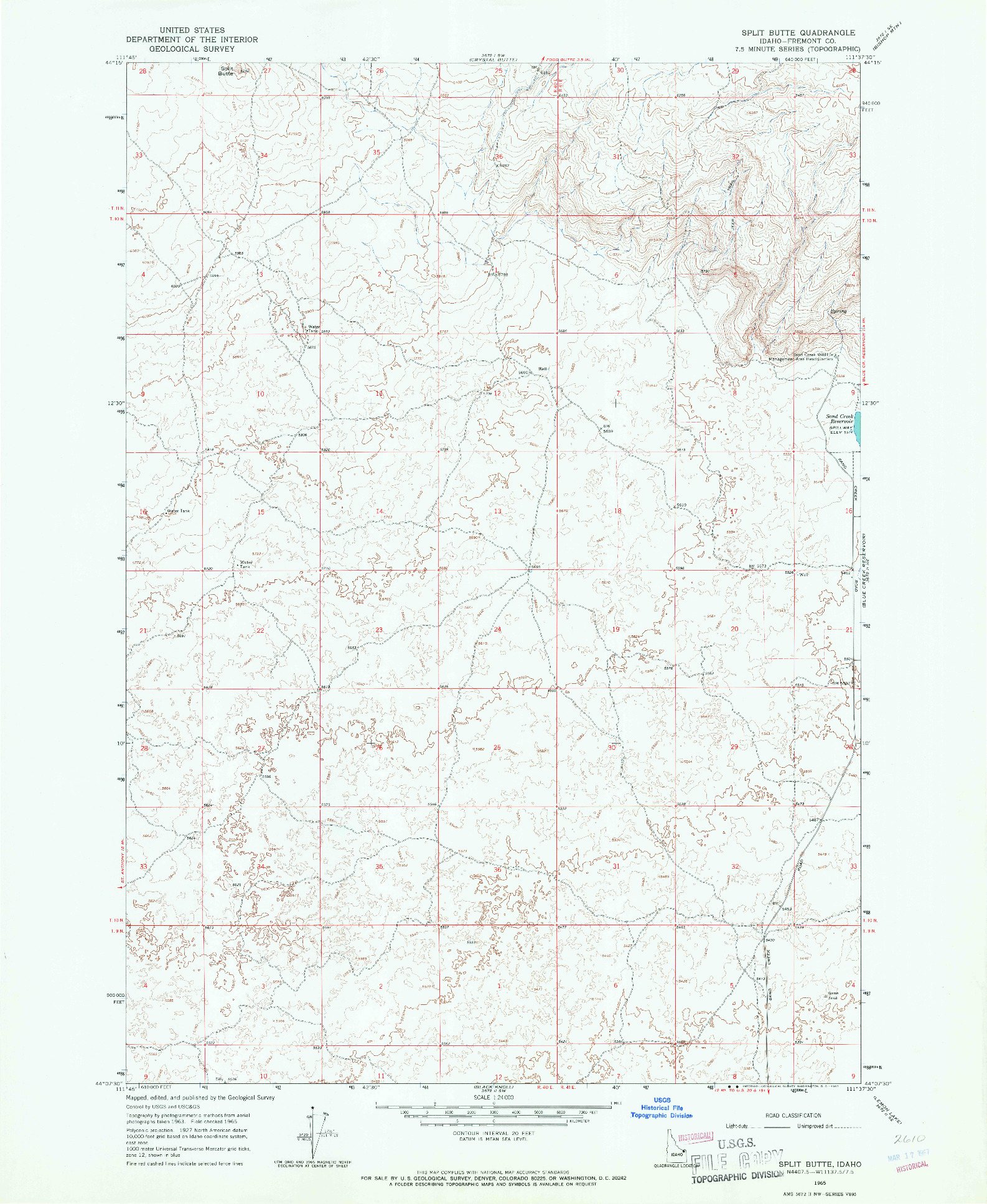 USGS 1:24000-SCALE QUADRANGLE FOR SPLIT BUTTE, ID 1965