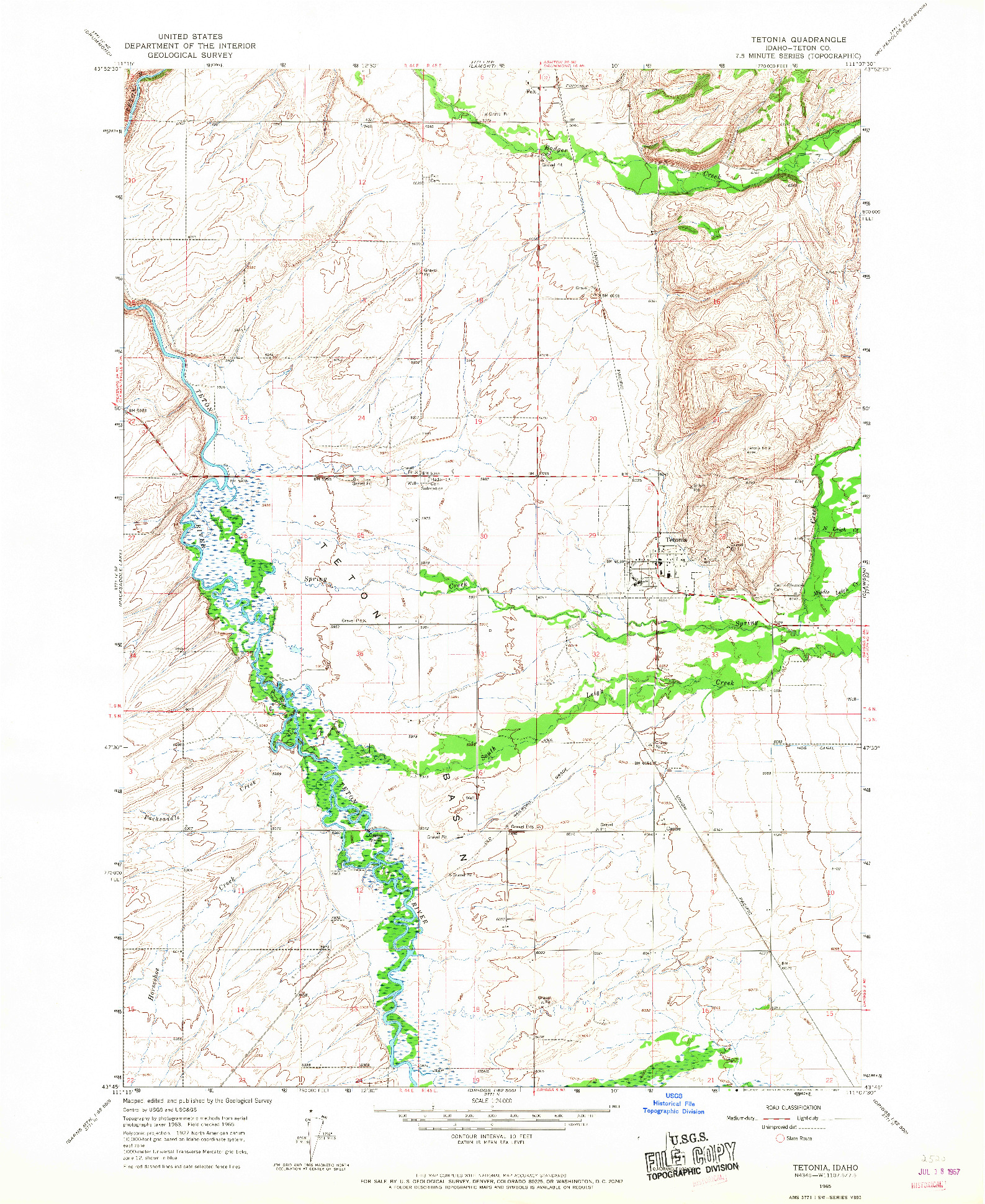 USGS 1:24000-SCALE QUADRANGLE FOR TETONIA, ID 1965