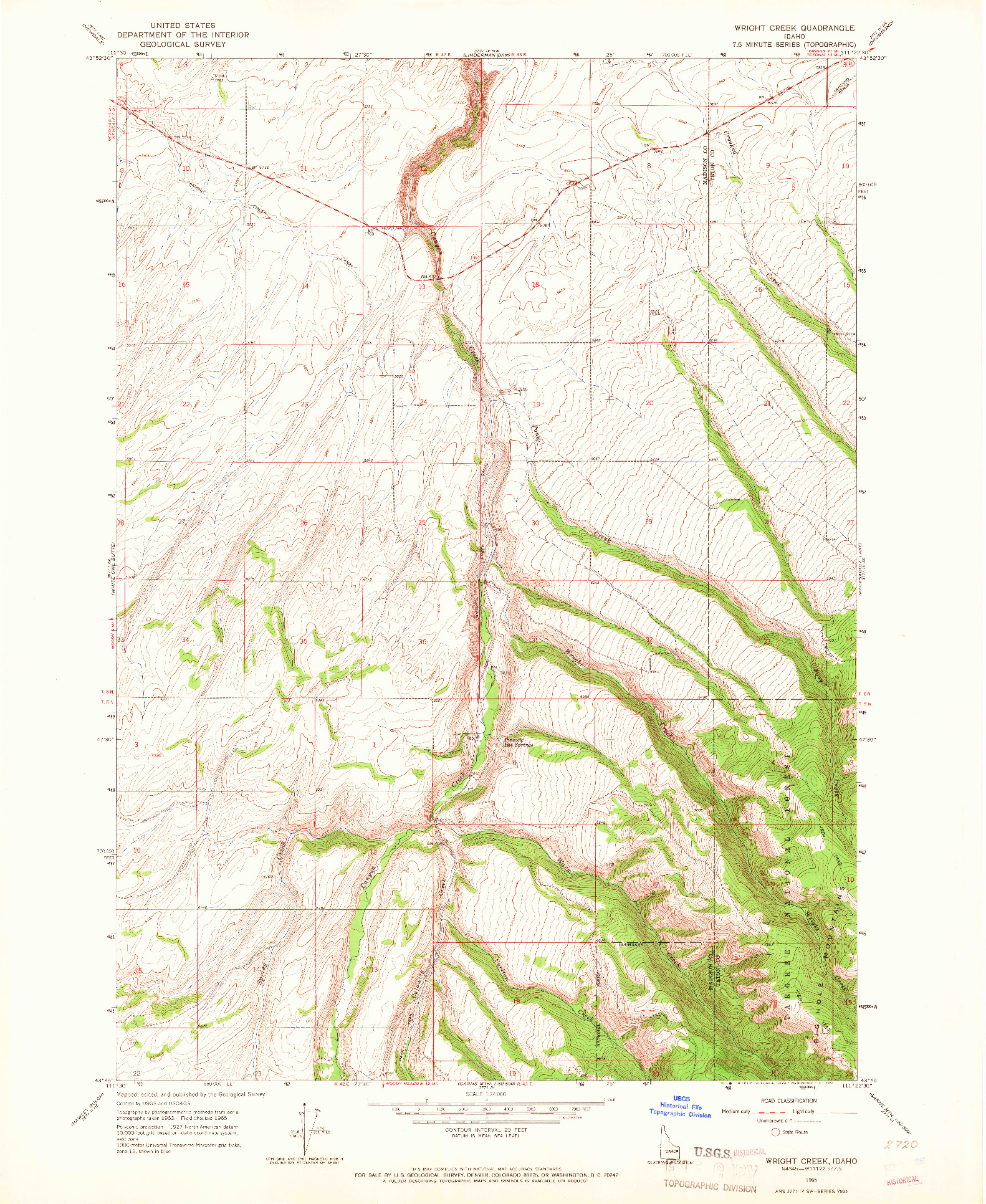 USGS 1:24000-SCALE QUADRANGLE FOR WRIGHT CREEK, ID 1965