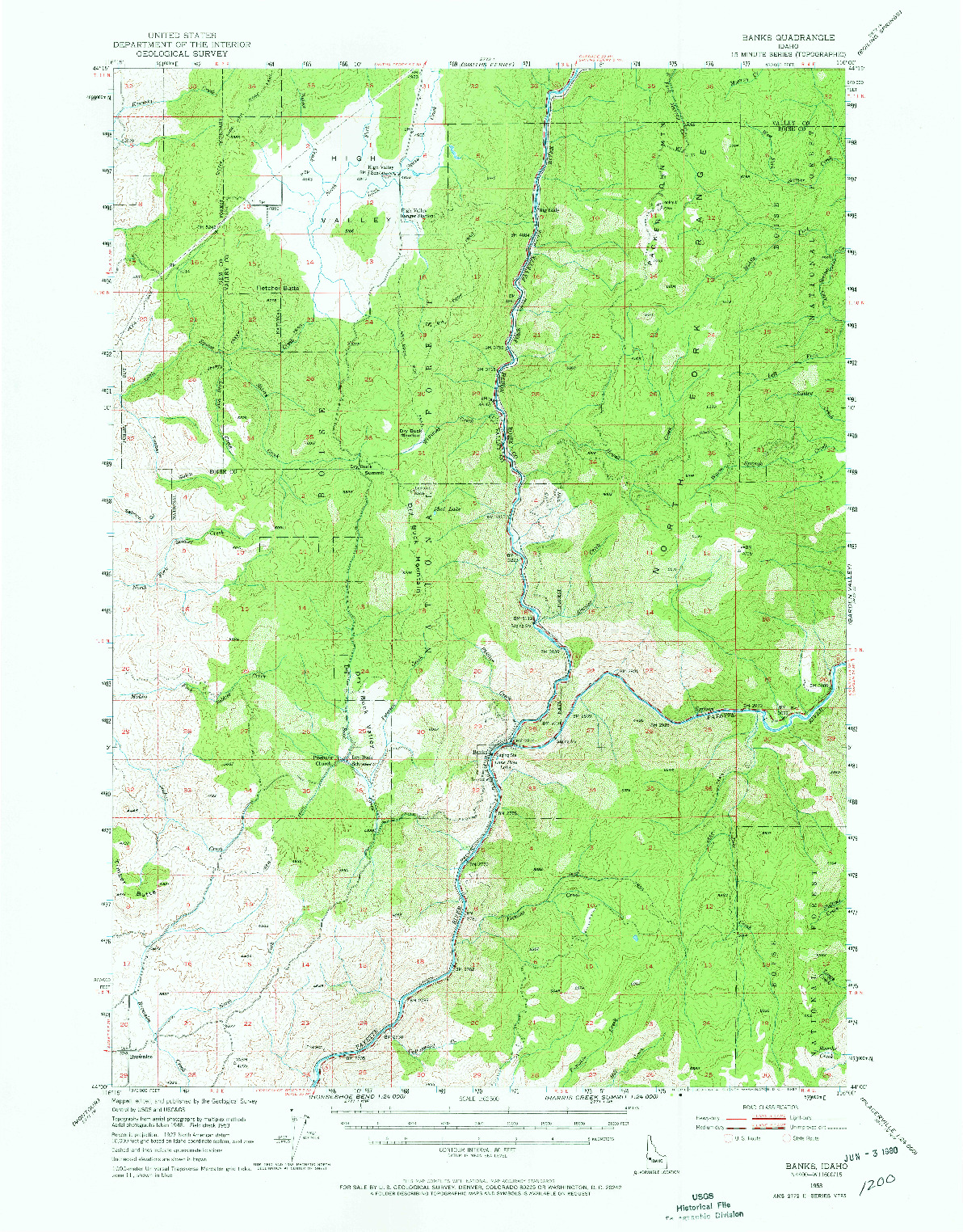 USGS 1:62500-SCALE QUADRANGLE FOR BANKS, ID 1953