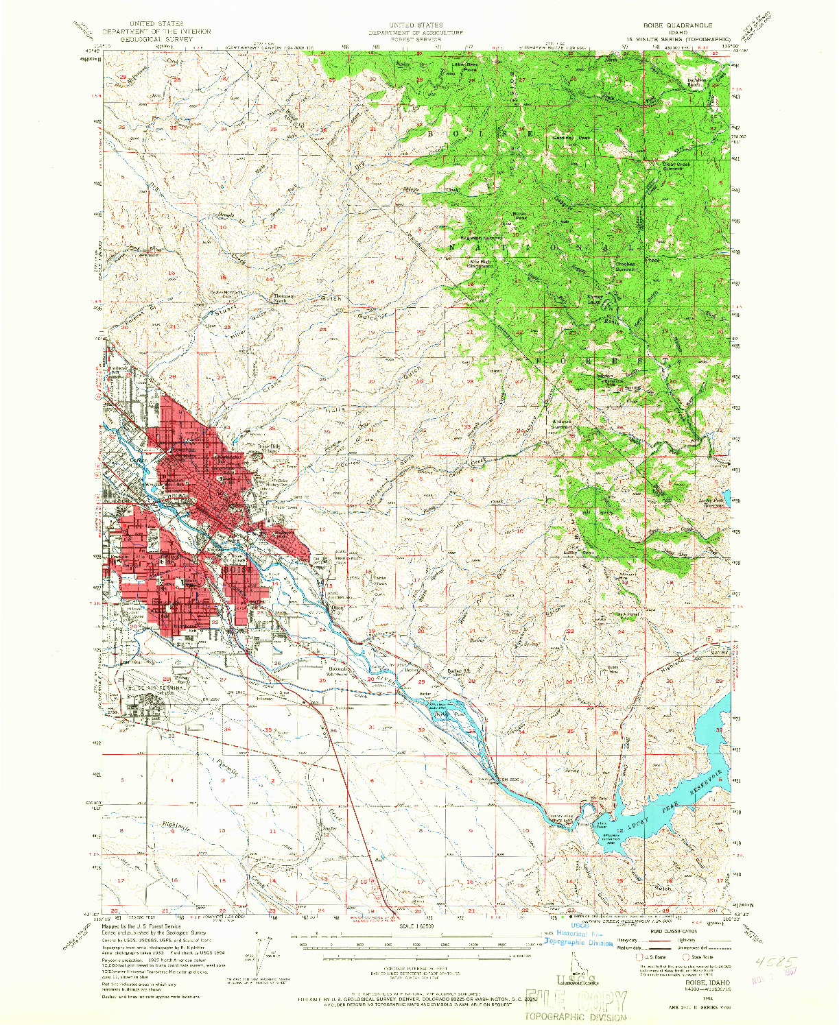 USGS 1:62500-SCALE QUADRANGLE FOR BOISE, ID 1954