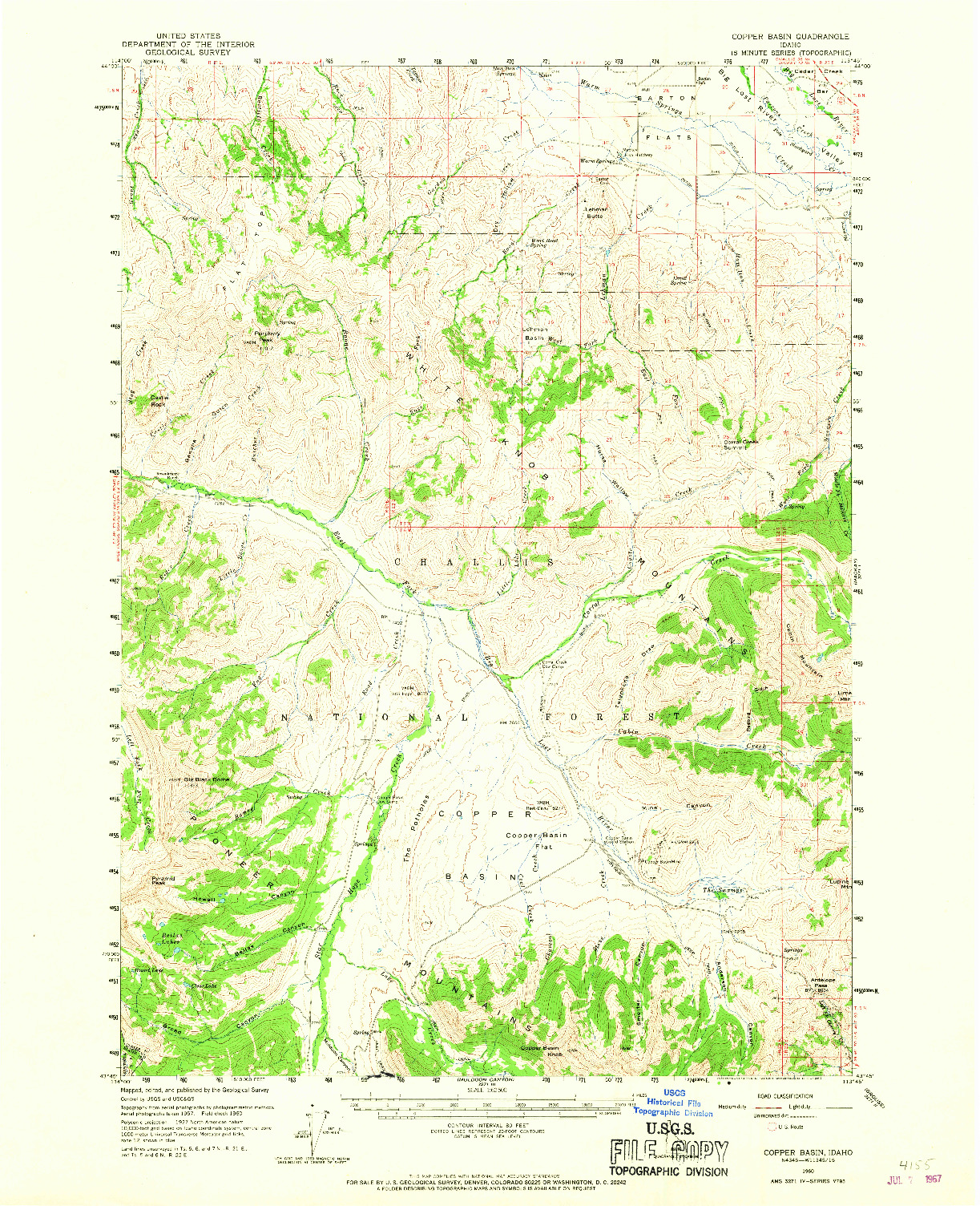 USGS 1:62500-SCALE QUADRANGLE FOR COPPER BASIN, ID 1960