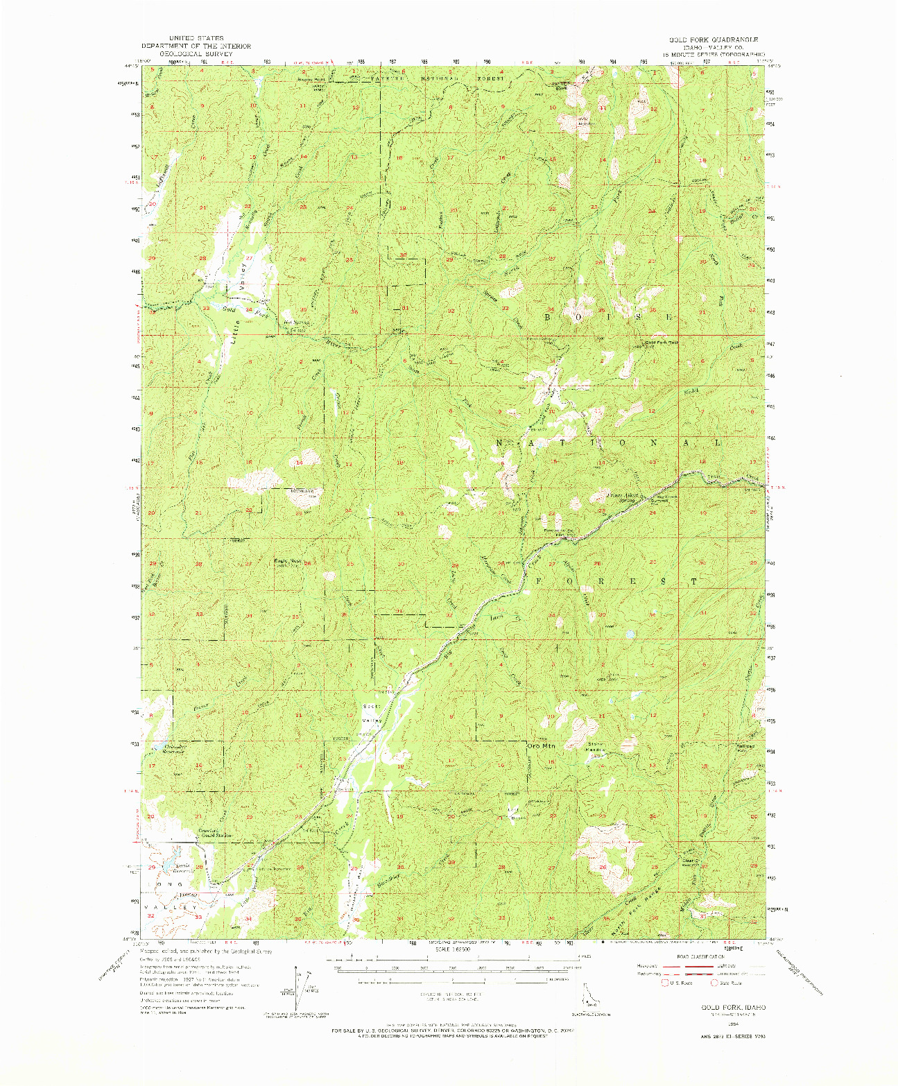 USGS 1:62500-SCALE QUADRANGLE FOR GOLD FORK, ID 1954