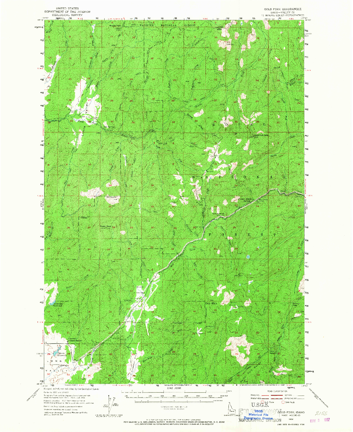 USGS 1:62500-SCALE QUADRANGLE FOR GOLD FORK, ID 1954