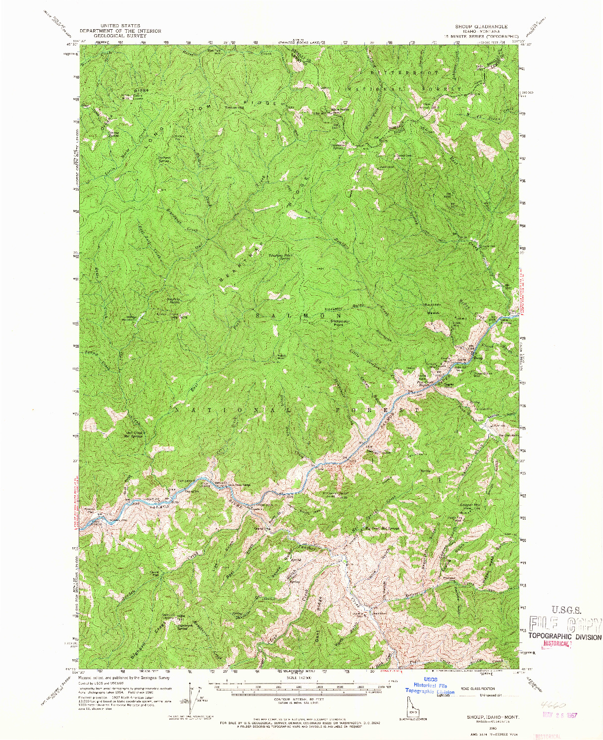 USGS 1:62500-SCALE QUADRANGLE FOR SHOUP, ID 1960