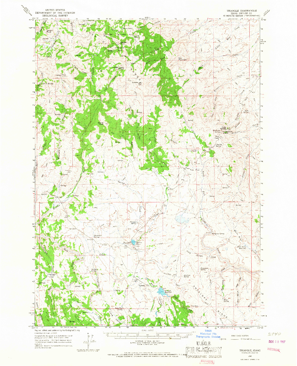 USGS 1:62500-SCALE QUADRANGLE FOR TRIANGLE, ID 1965