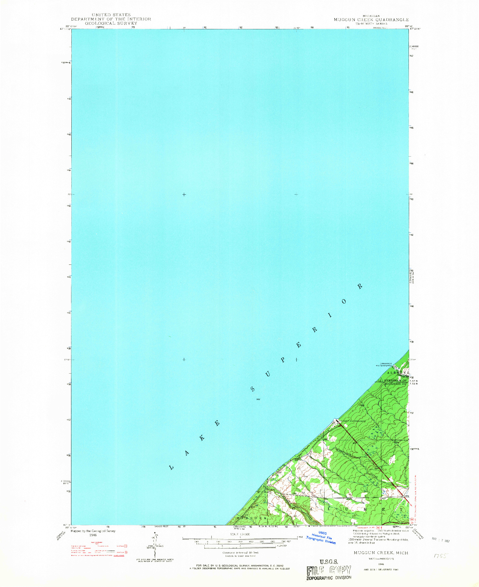 USGS 1:24000-SCALE QUADRANGLE FOR MUGGUN CREEK, MI 1946