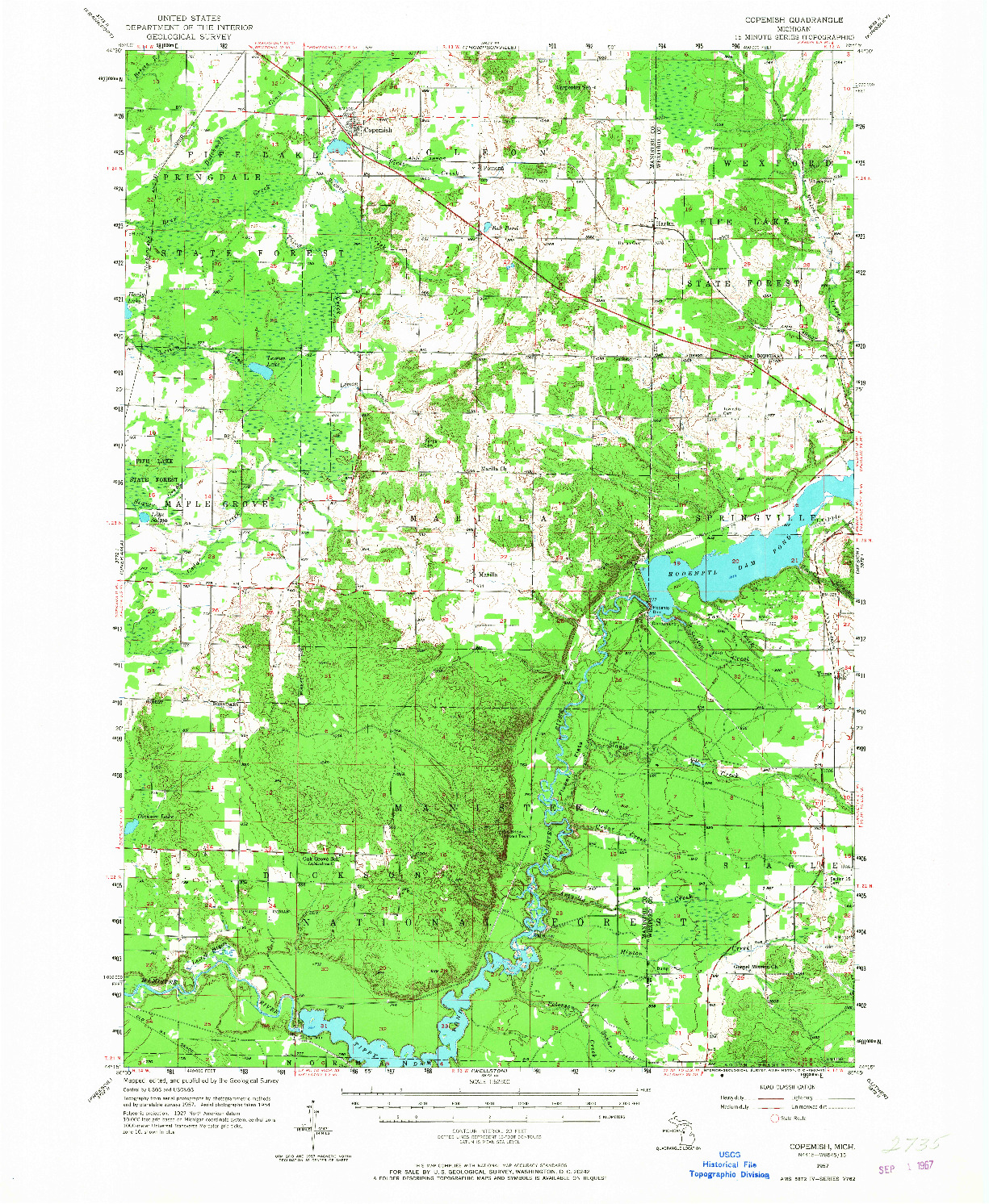 USGS 1:62500-SCALE QUADRANGLE FOR COPEMISH, MI 1957