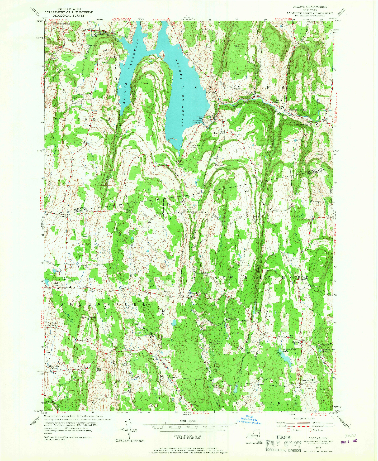 USGS 1:24000-SCALE QUADRANGLE FOR ALCOVE, NY 1953