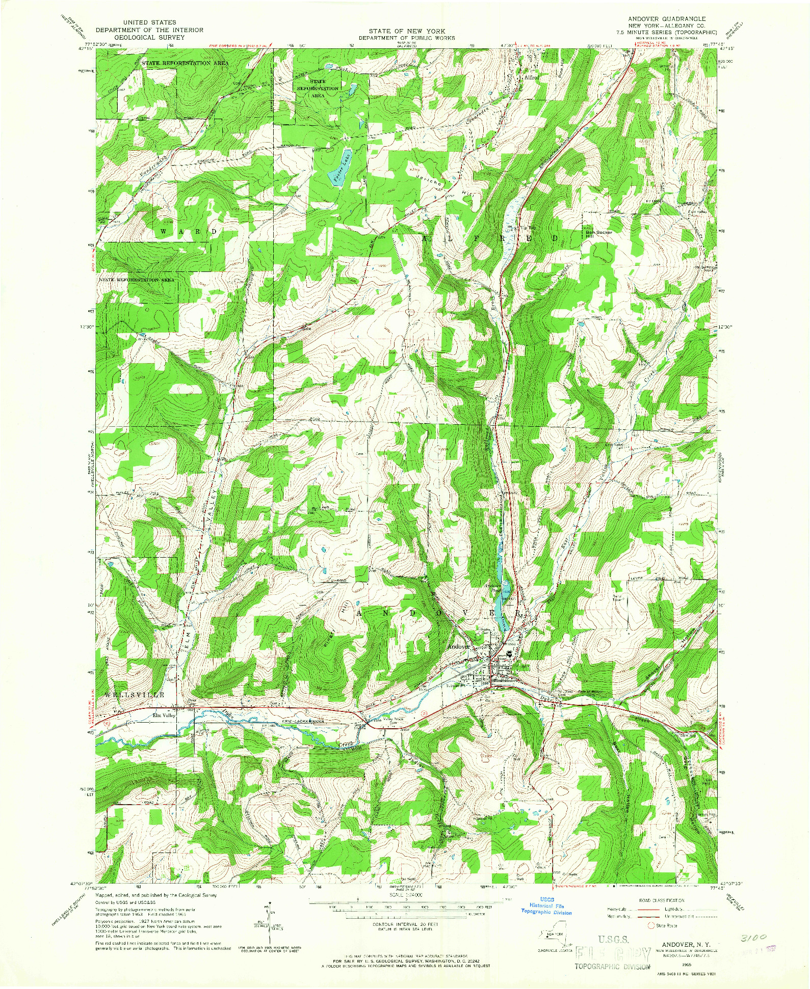 USGS 1:24000-SCALE QUADRANGLE FOR ANDOVER, NY 1965