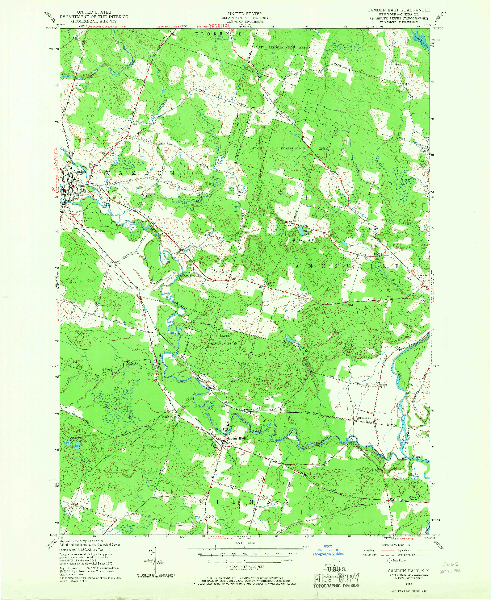 USGS 1:24000-SCALE QUADRANGLE FOR CAMDEN EAST, NY 1955