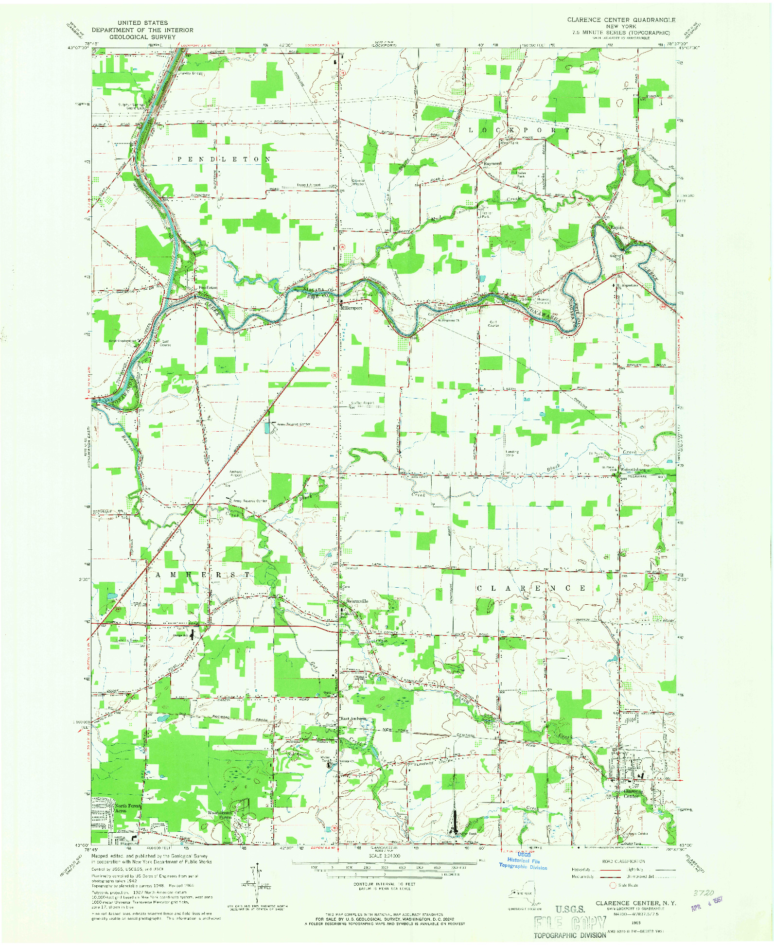 USGS 1:24000-SCALE QUADRANGLE FOR CLARENCE CENTER, NY 1965