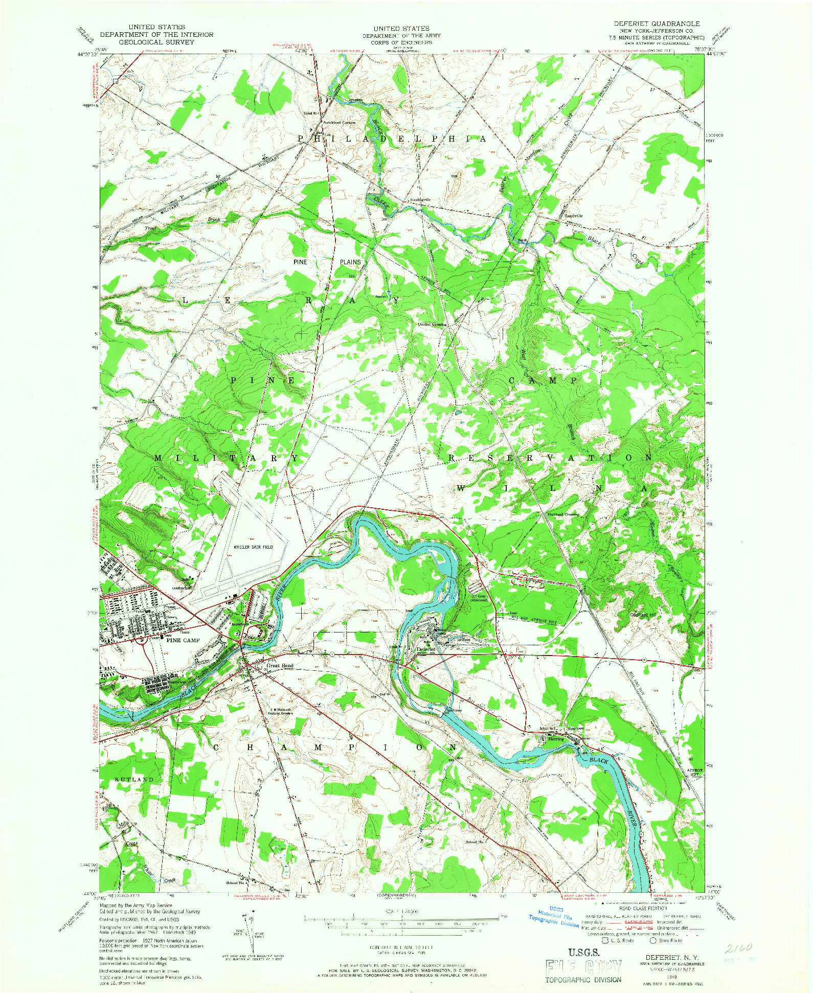 USGS 1:24000-SCALE QUADRANGLE FOR DEFERIET, NY 1949