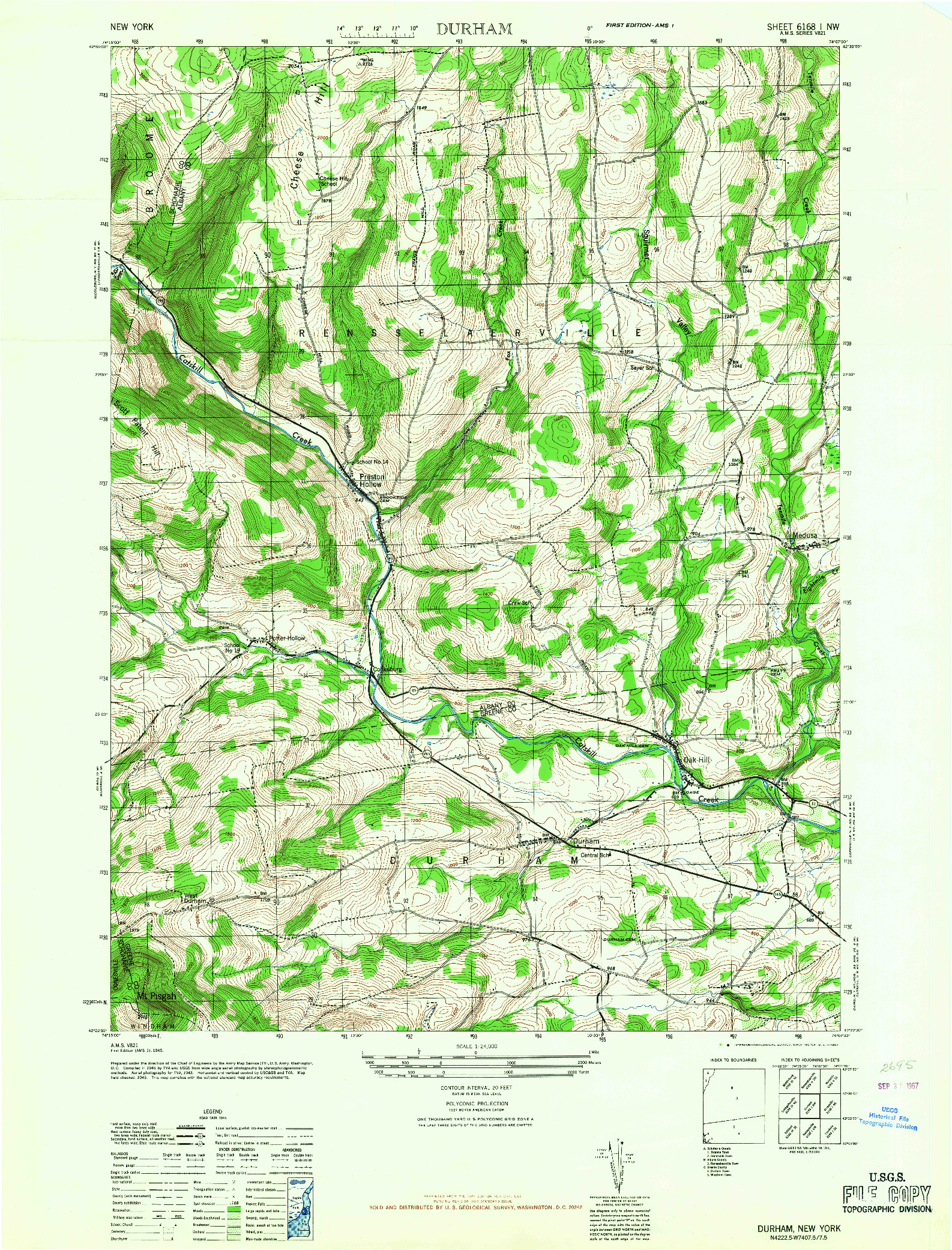 USGS 1:24000-SCALE QUADRANGLE FOR DURHAM, NY 1967