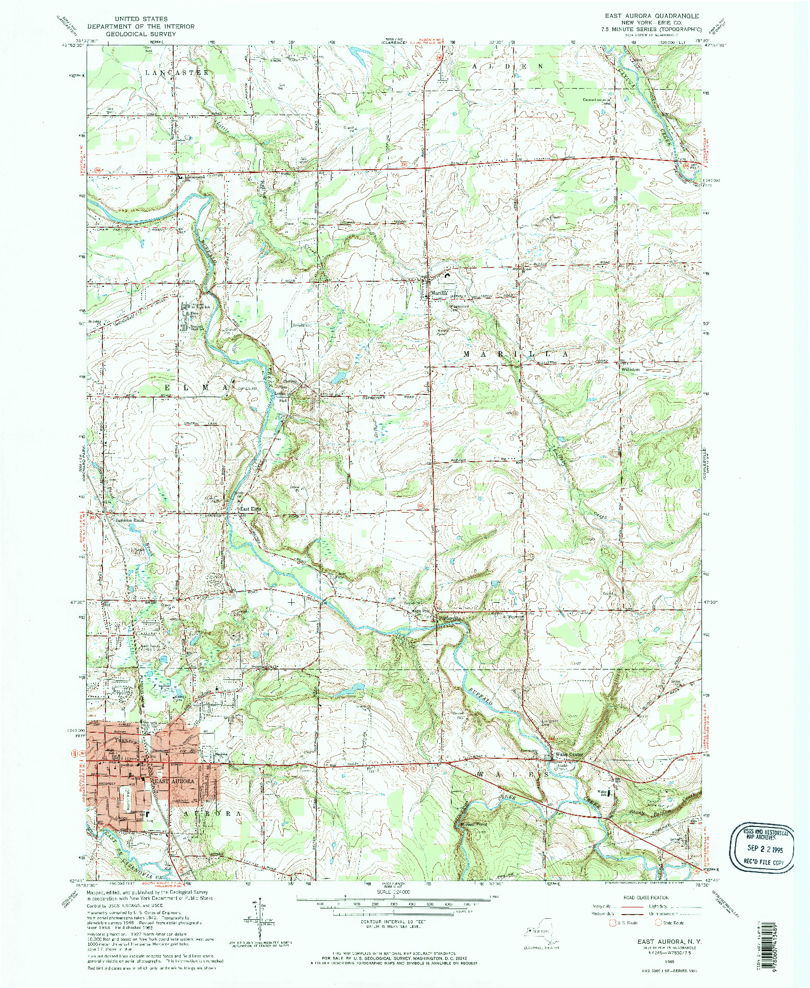 USGS 1:24000-SCALE QUADRANGLE FOR EAST AURORA, NY 1965