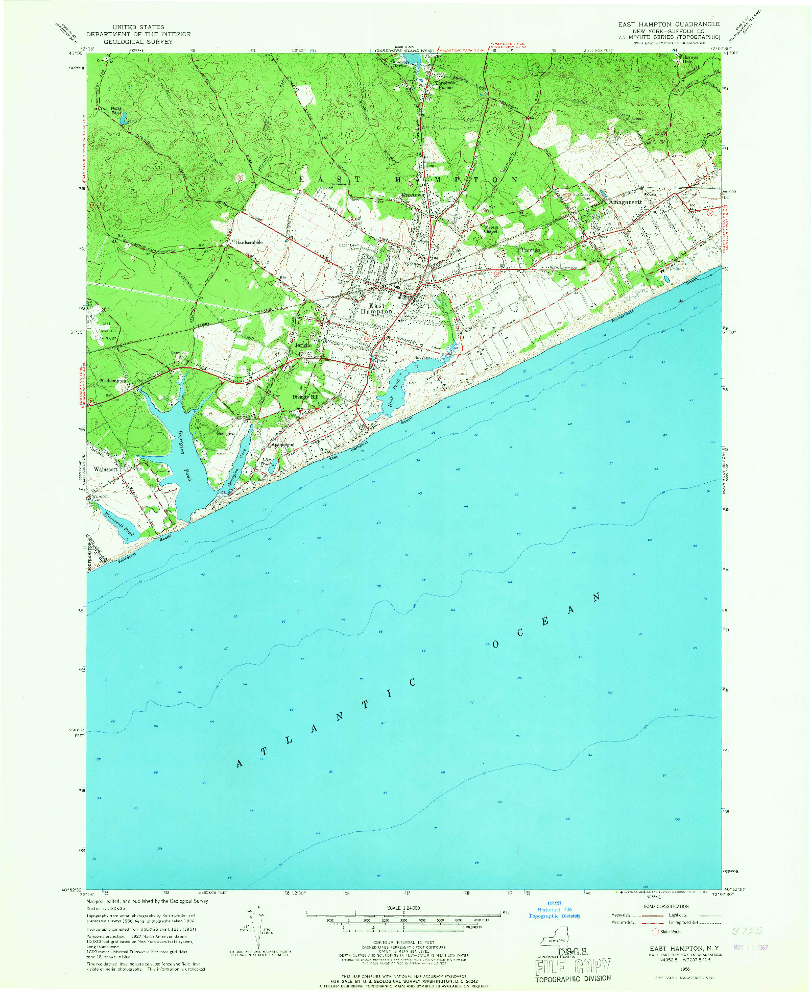 USGS 1:24000-SCALE QUADRANGLE FOR EAST HAMPTON, NY 1956