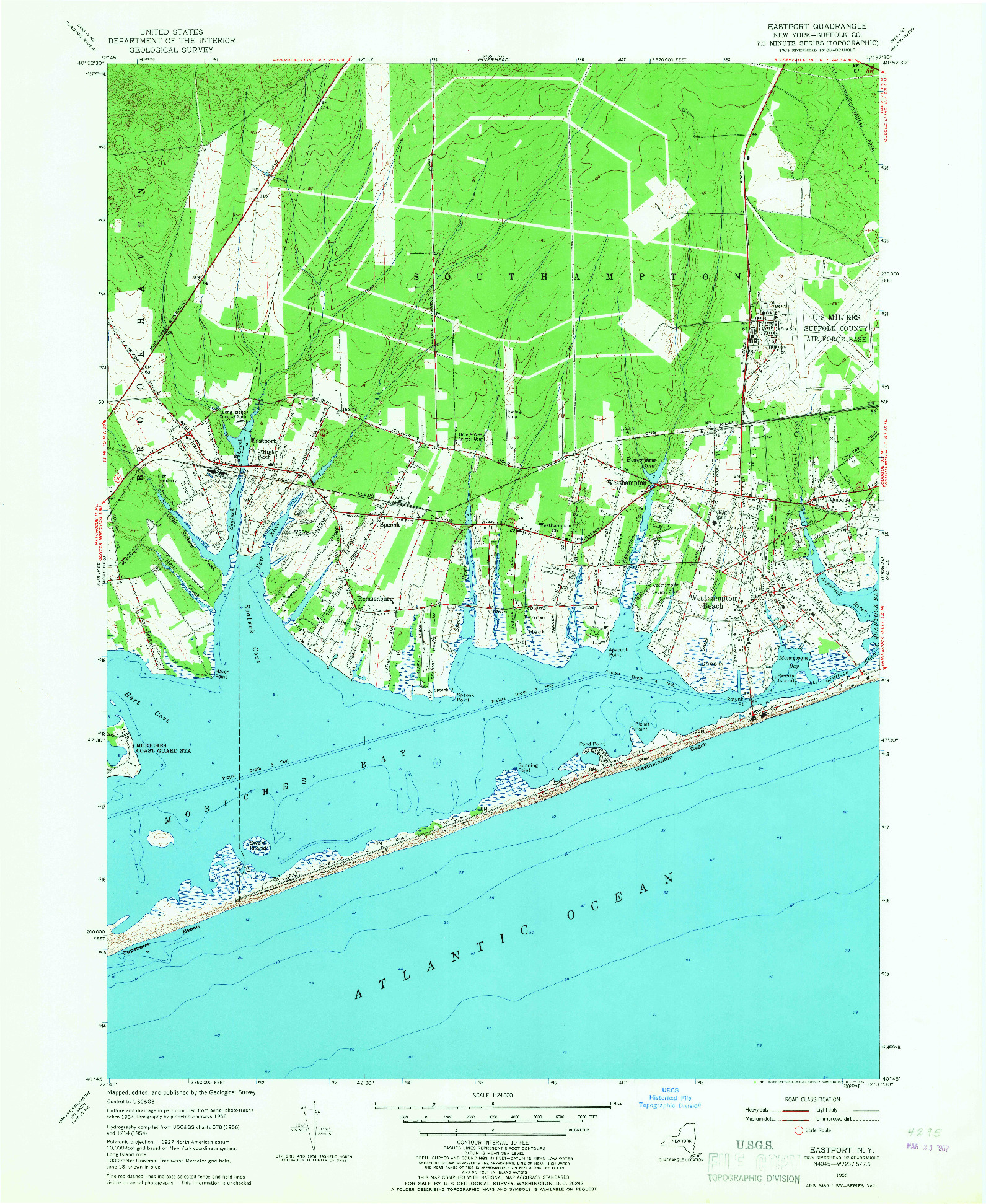 USGS 1:24000-SCALE QUADRANGLE FOR EASTPORT, NY 1956