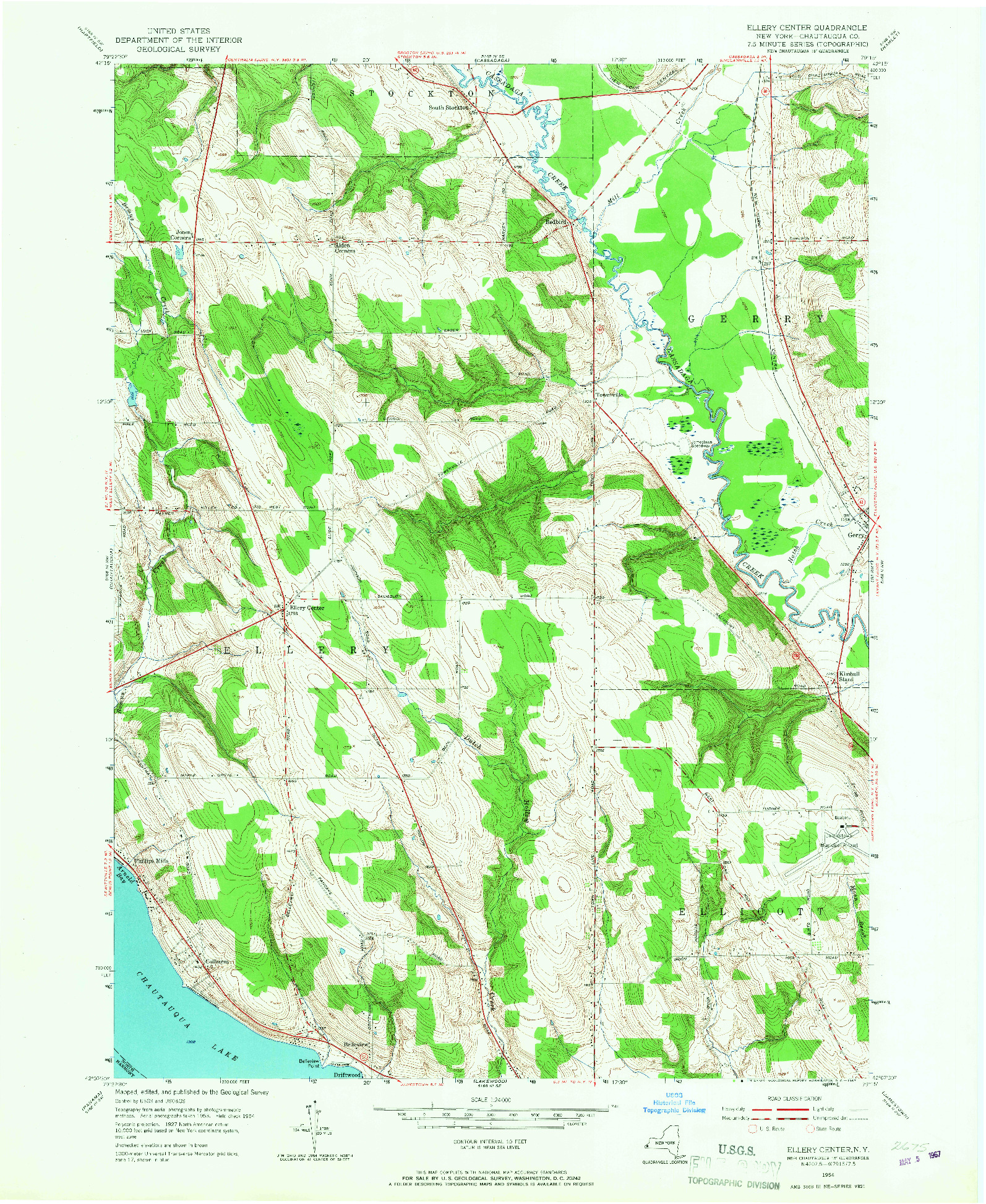 USGS 1:24000-SCALE QUADRANGLE FOR ELLERY CENTER, NY 1954