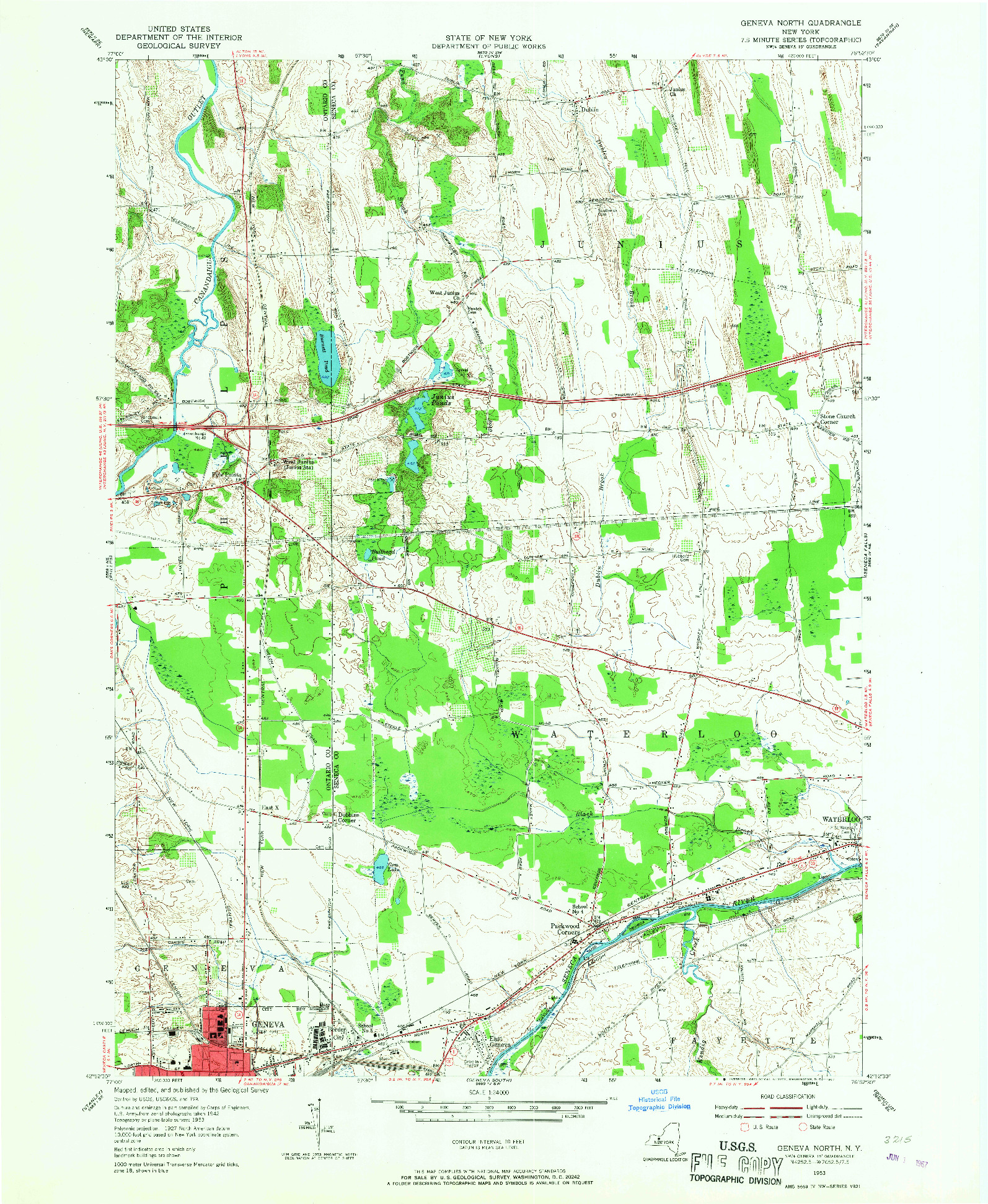 USGS 1:24000-SCALE QUADRANGLE FOR GENEVA NORTH, NY 1953