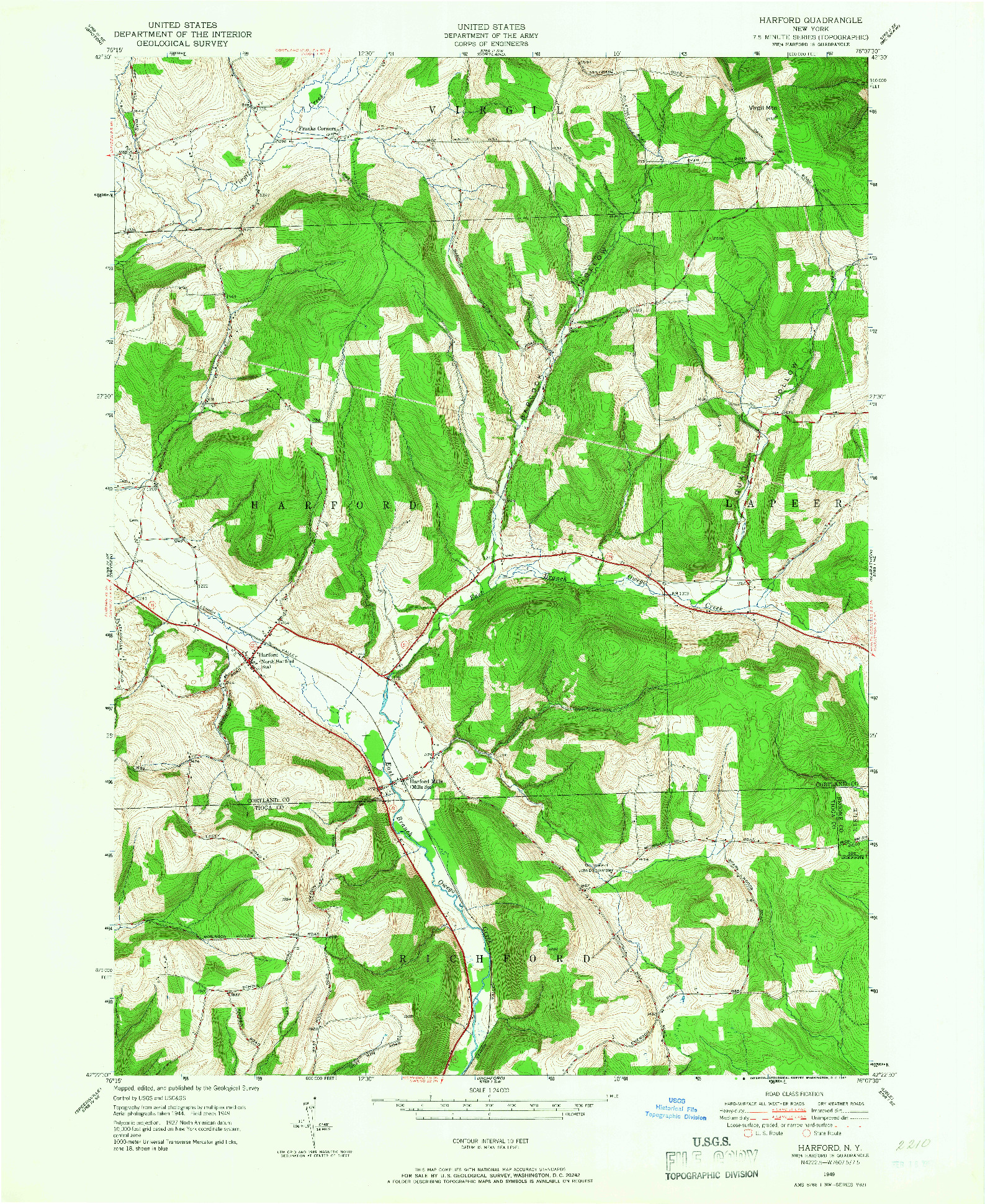 USGS 1:24000-SCALE QUADRANGLE FOR HARFORD, NY 1949