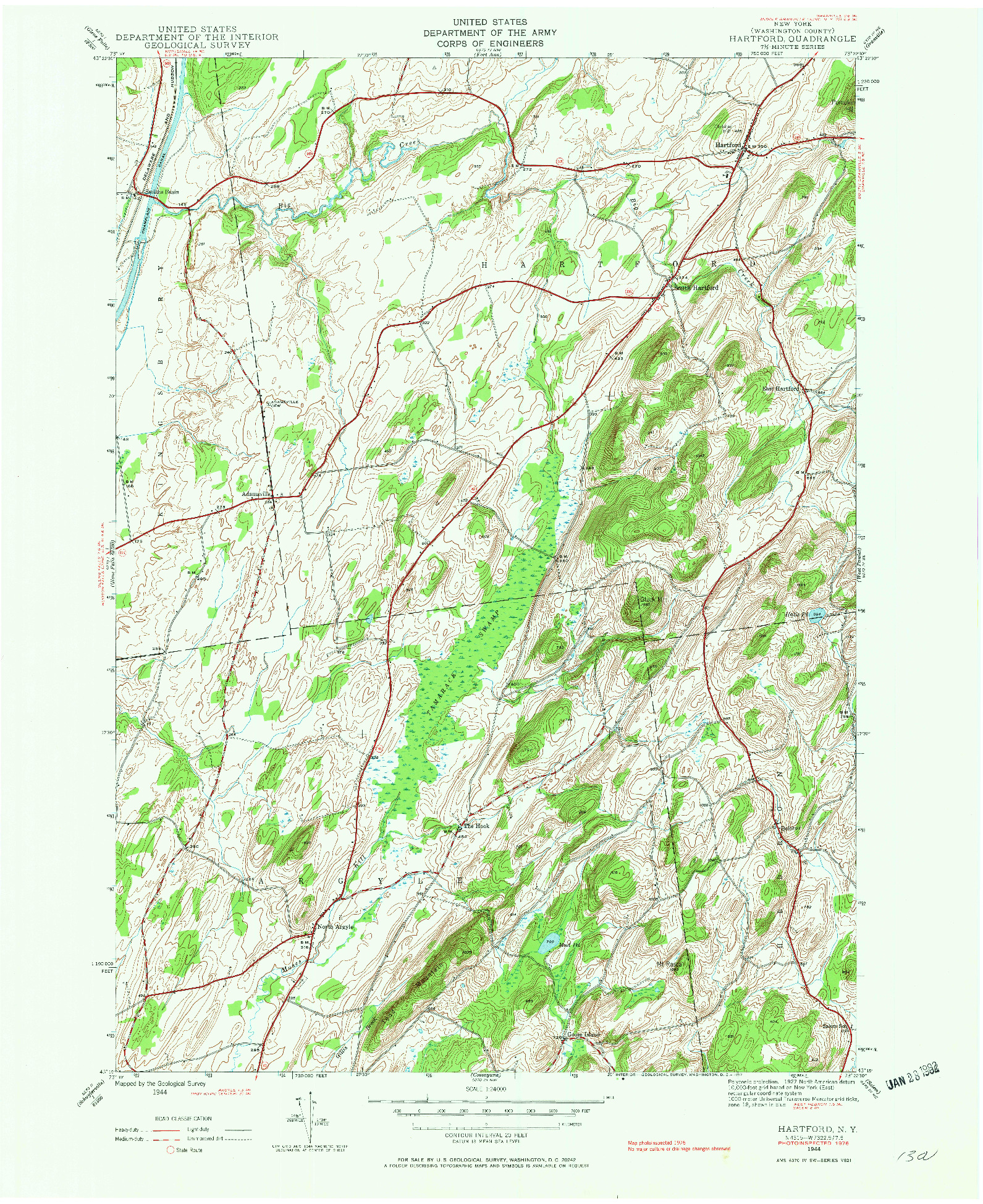 USGS 1:24000-SCALE QUADRANGLE FOR HARTFORD, NY 1944