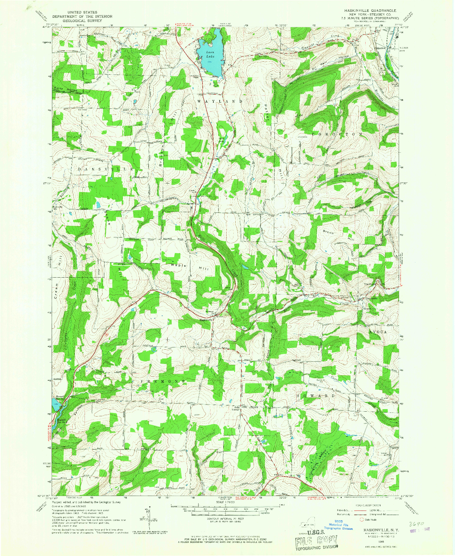 USGS 1:24000-SCALE QUADRANGLE FOR HASKINVILLE, NY 1965