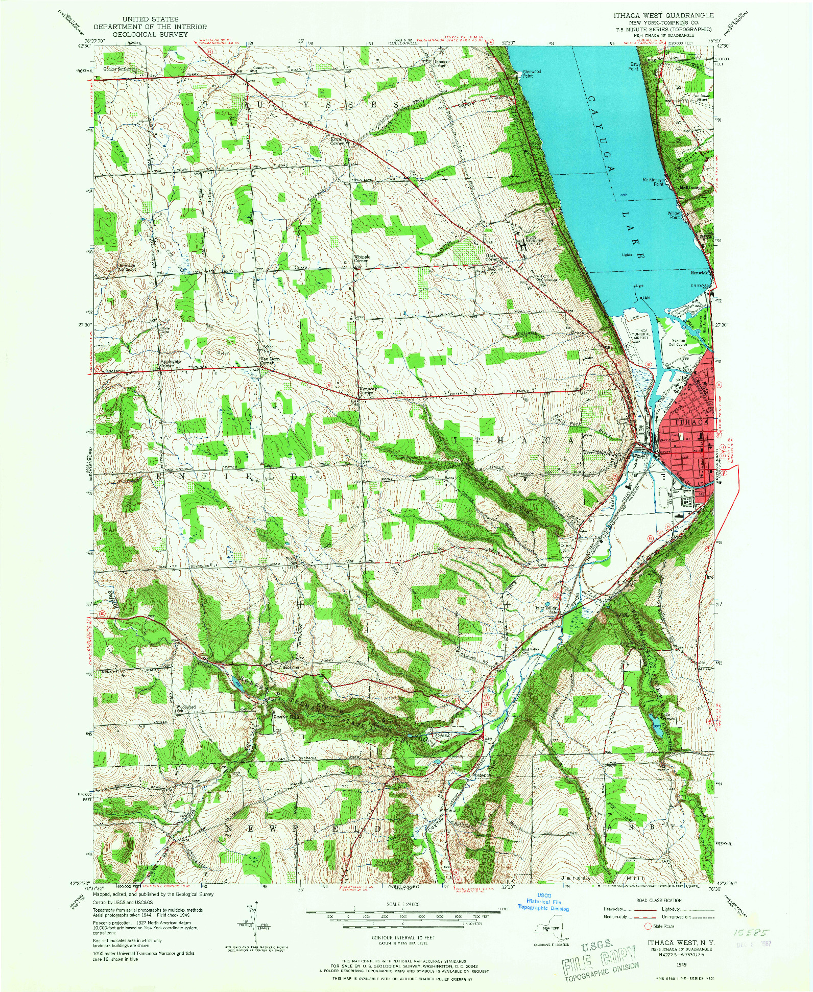 USGS 1:24000-SCALE QUADRANGLE FOR ITHACA WEST, NY 1949