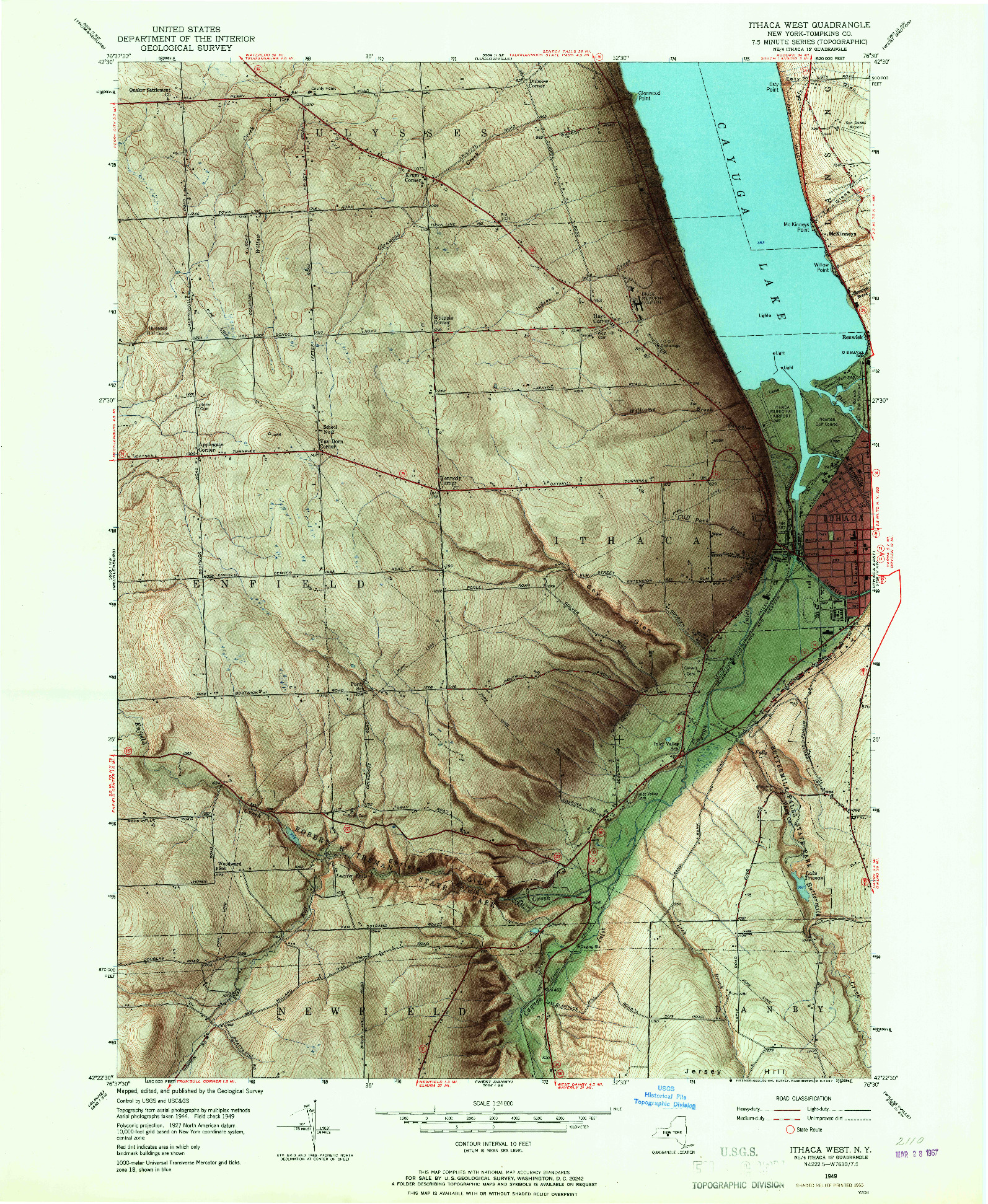 USGS 1:24000-SCALE QUADRANGLE FOR ITHACA WEST, NY 1949