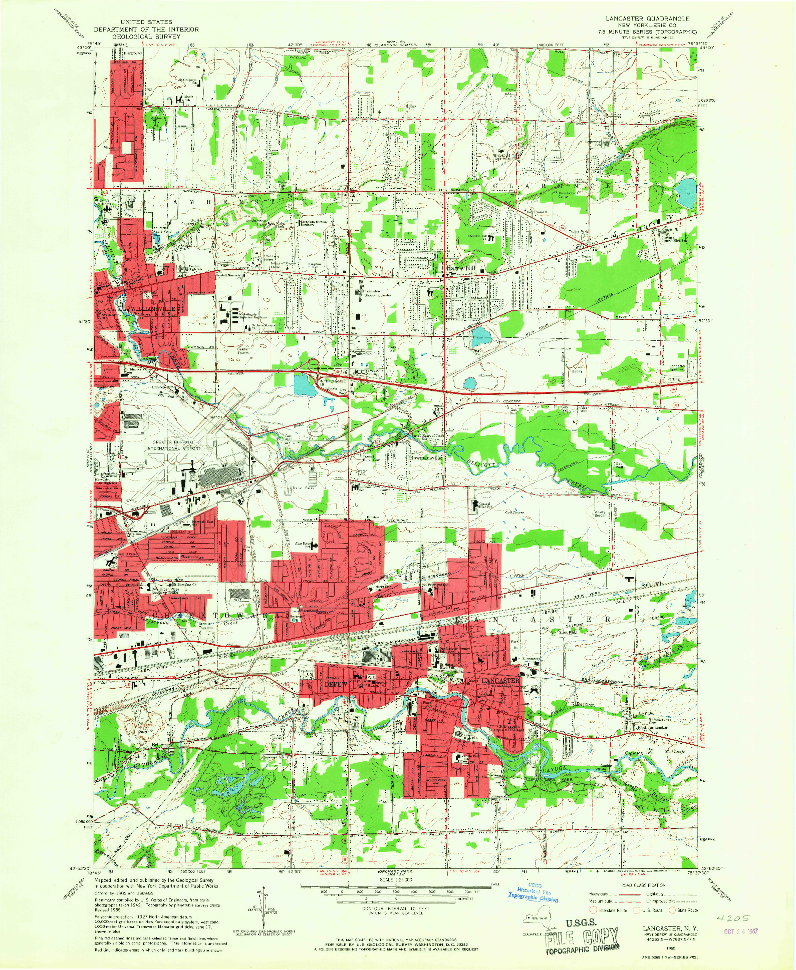 USGS 1:24000-SCALE QUADRANGLE FOR LANCASTER, NY 1965