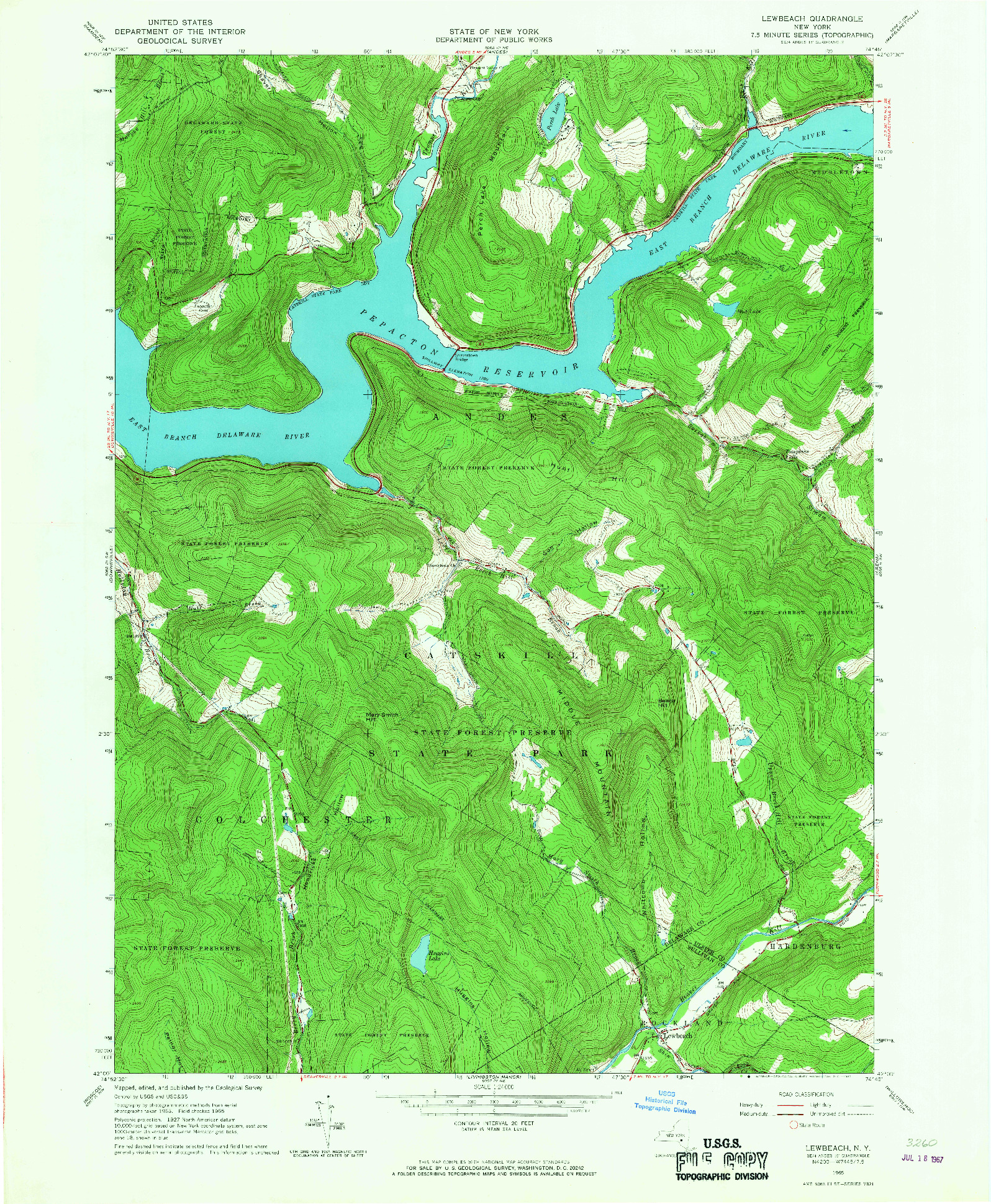 USGS 1:24000-SCALE QUADRANGLE FOR LEWBEACH, NY 1965