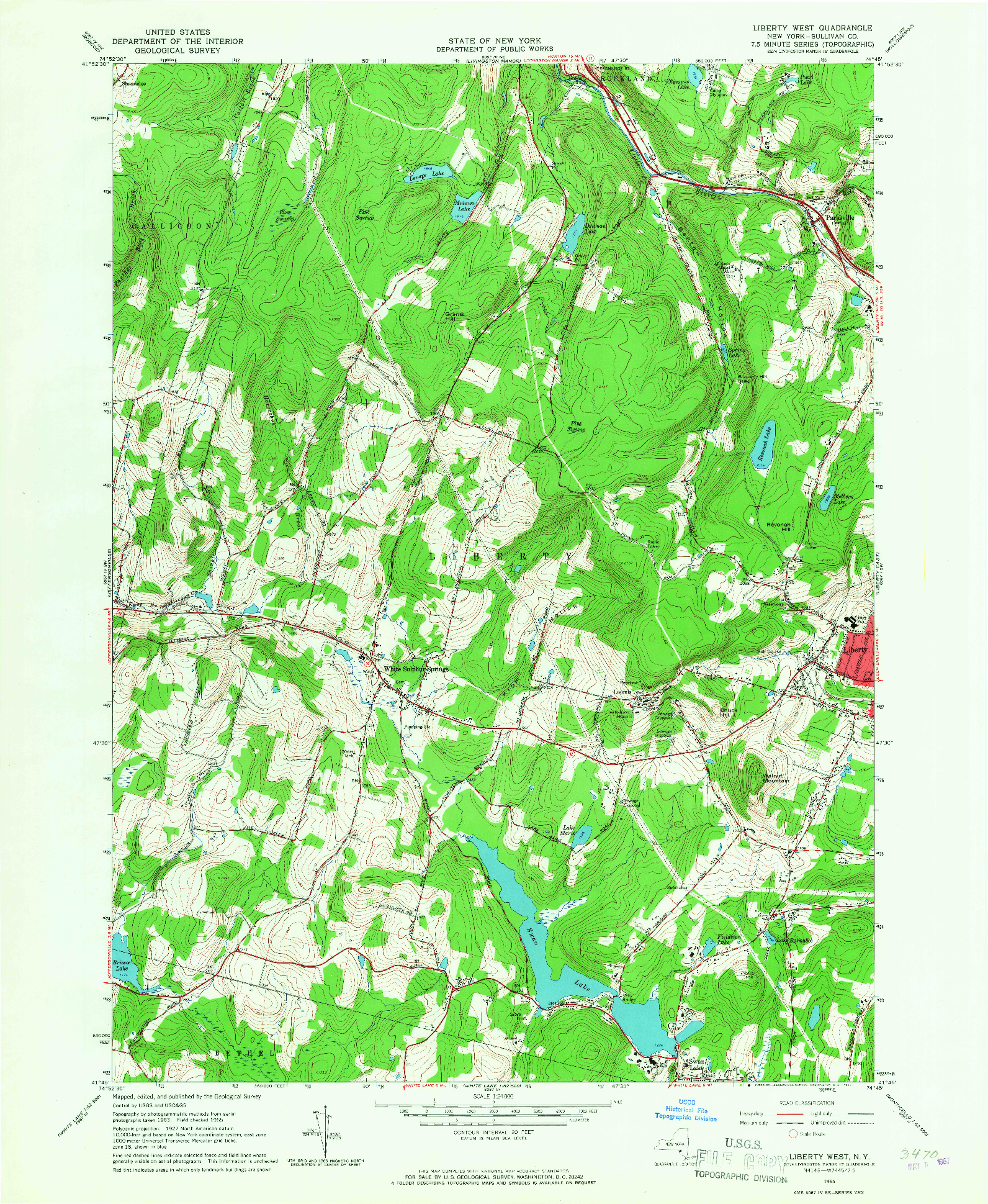 USGS 1:24000-SCALE QUADRANGLE FOR LIBERTY WEST, NY 1965