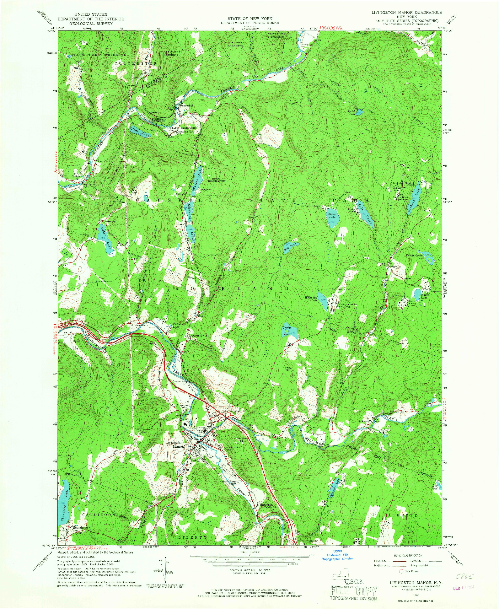 USGS 1:24000-SCALE QUADRANGLE FOR LIVINGSTON MANOR, NY 1965