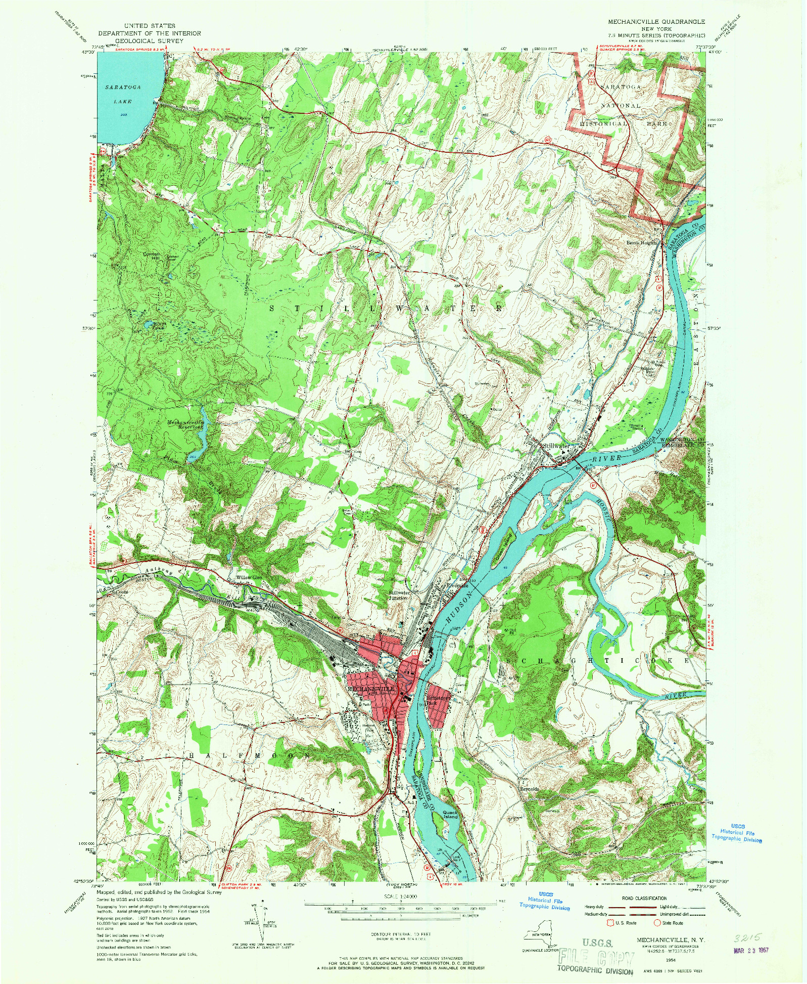 USGS 1:24000-SCALE QUADRANGLE FOR MECHANICVILLE, NY 1954