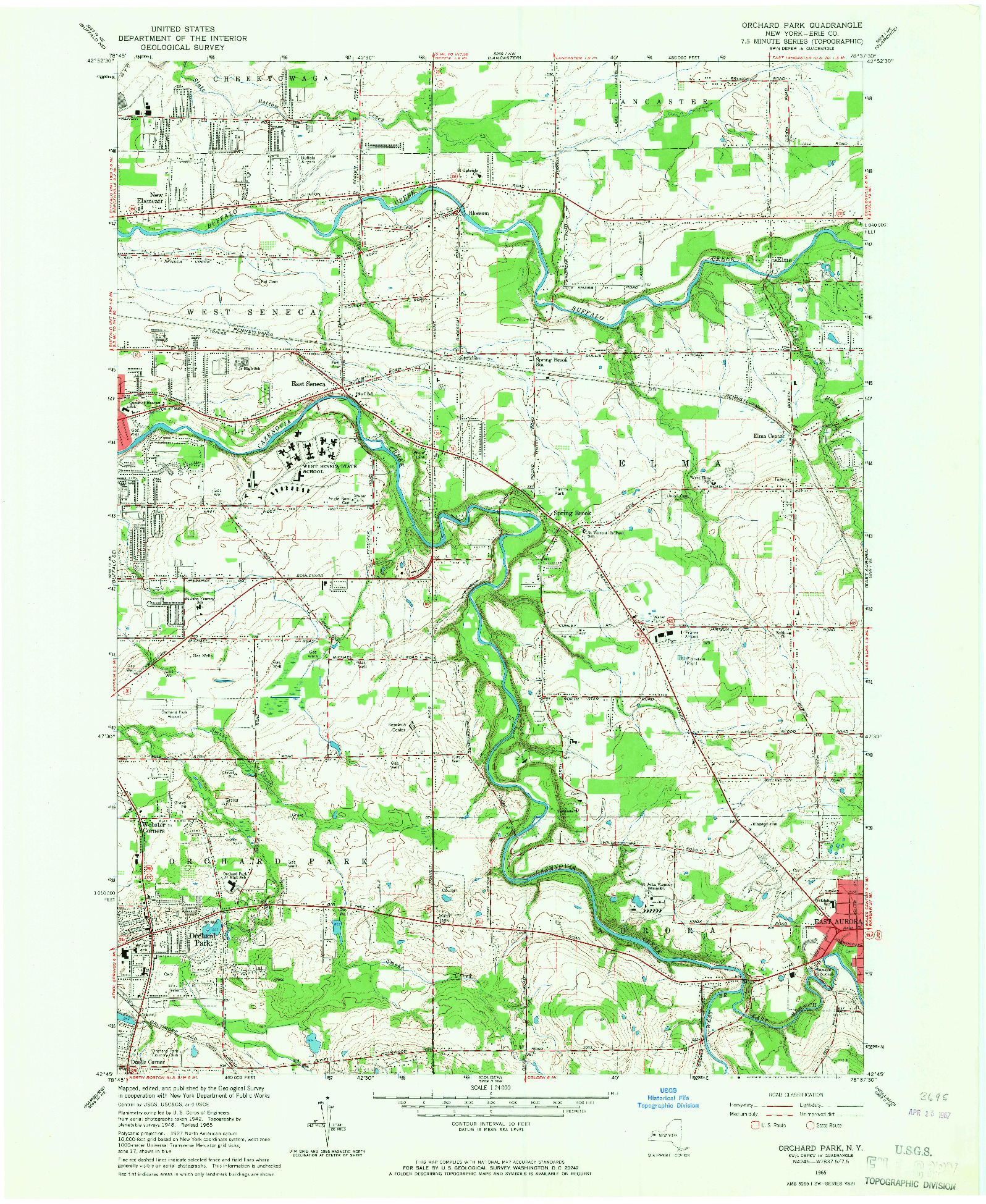 USGS 1:24000-SCALE QUADRANGLE FOR ORCHARD PARK, NY 1965