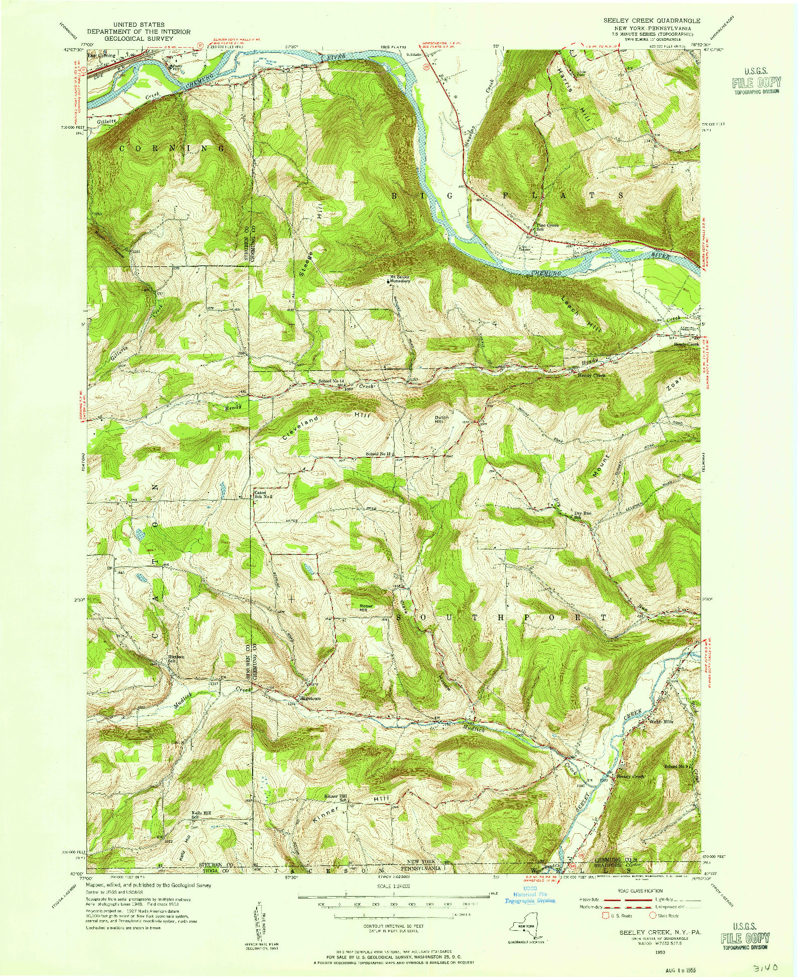 USGS 1:24000-SCALE QUADRANGLE FOR SEELEY CREEK, NY 1953