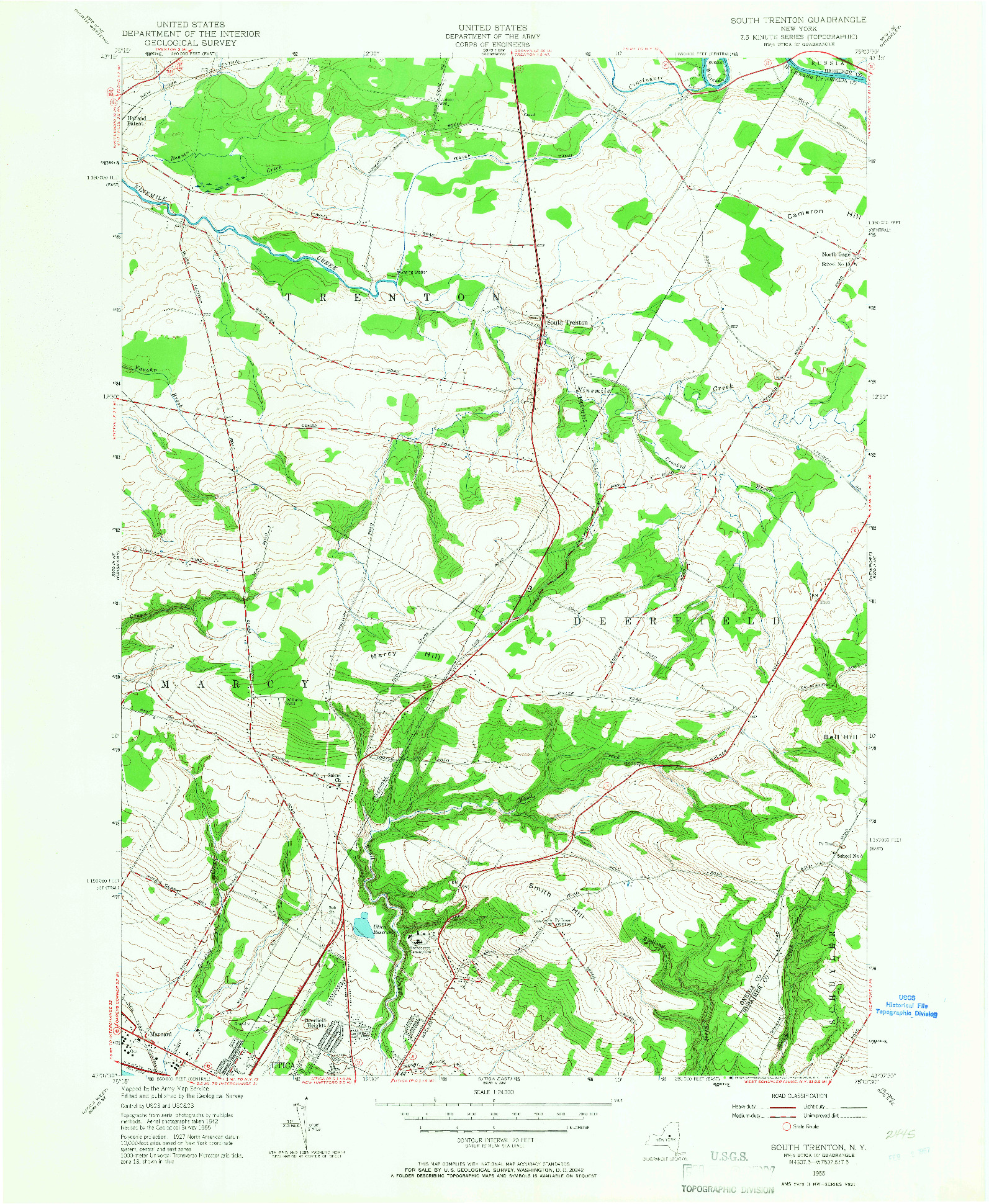 USGS 1:24000-SCALE QUADRANGLE FOR SOUTH TRENTON, NY 1955