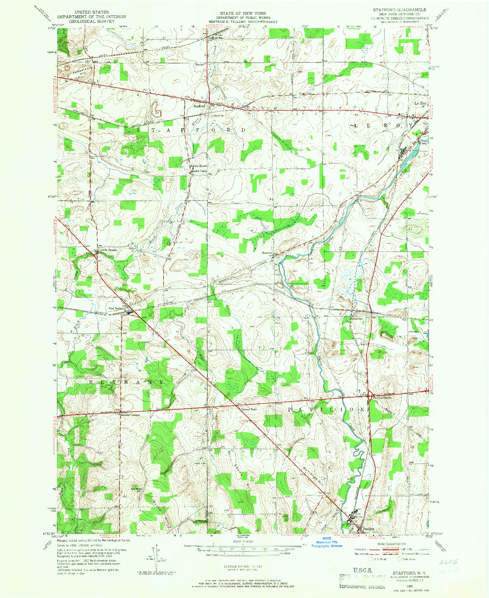 USGS 1:24000-SCALE QUADRANGLE FOR STAFFORD, NY 1950