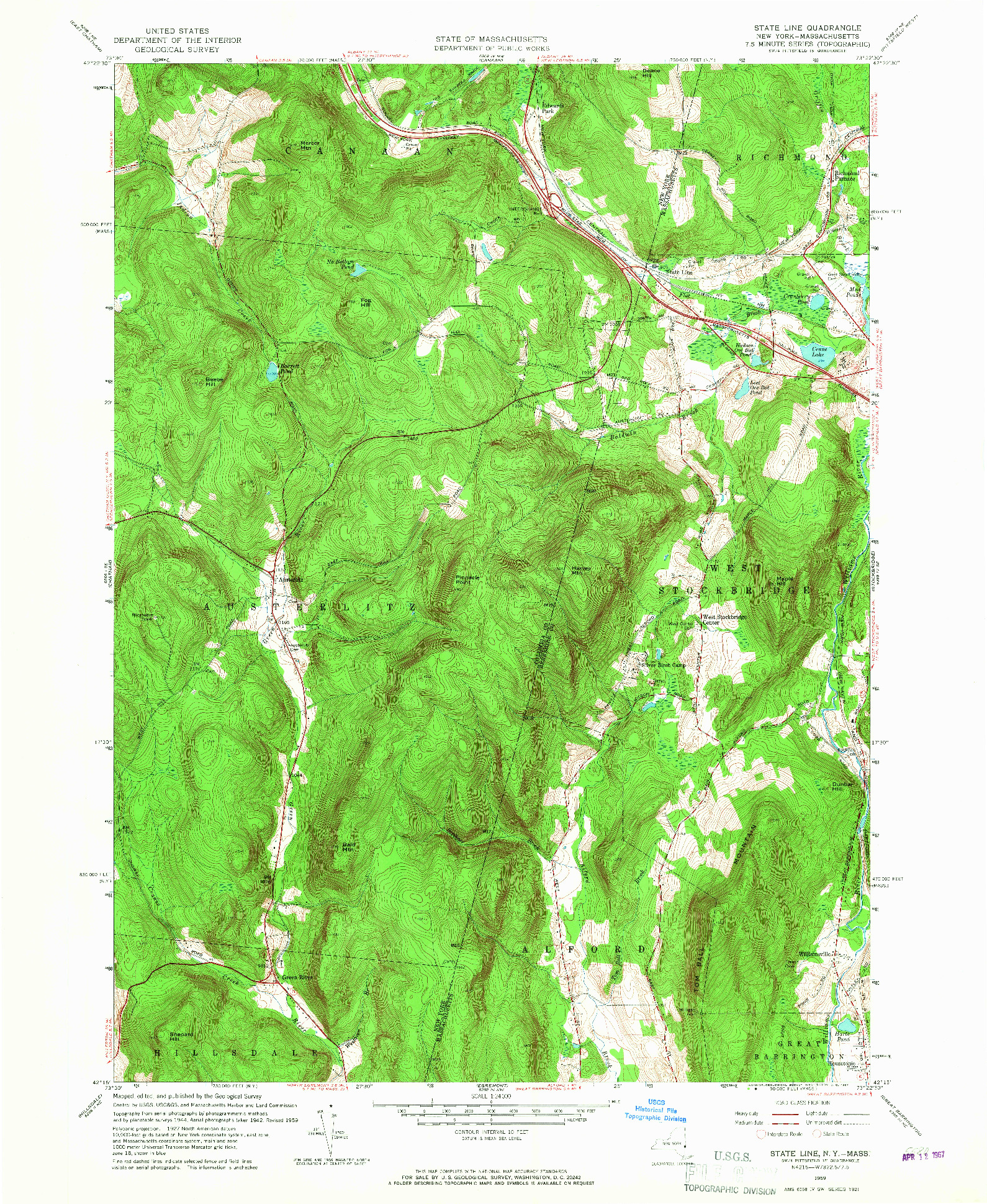 USGS 1:24000-SCALE QUADRANGLE FOR STATE LINE, NY 1959