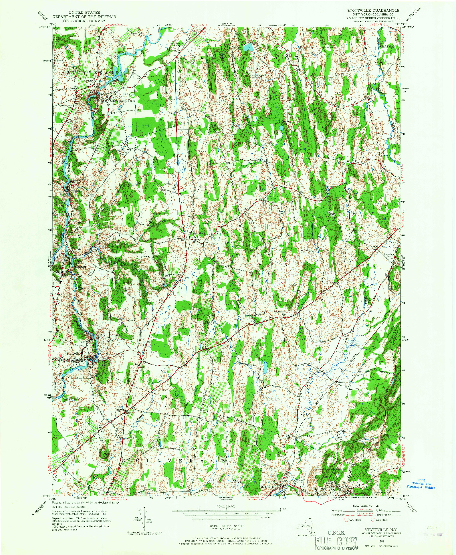 USGS 1:24000-SCALE QUADRANGLE FOR STOTTVILLE, NY 1953