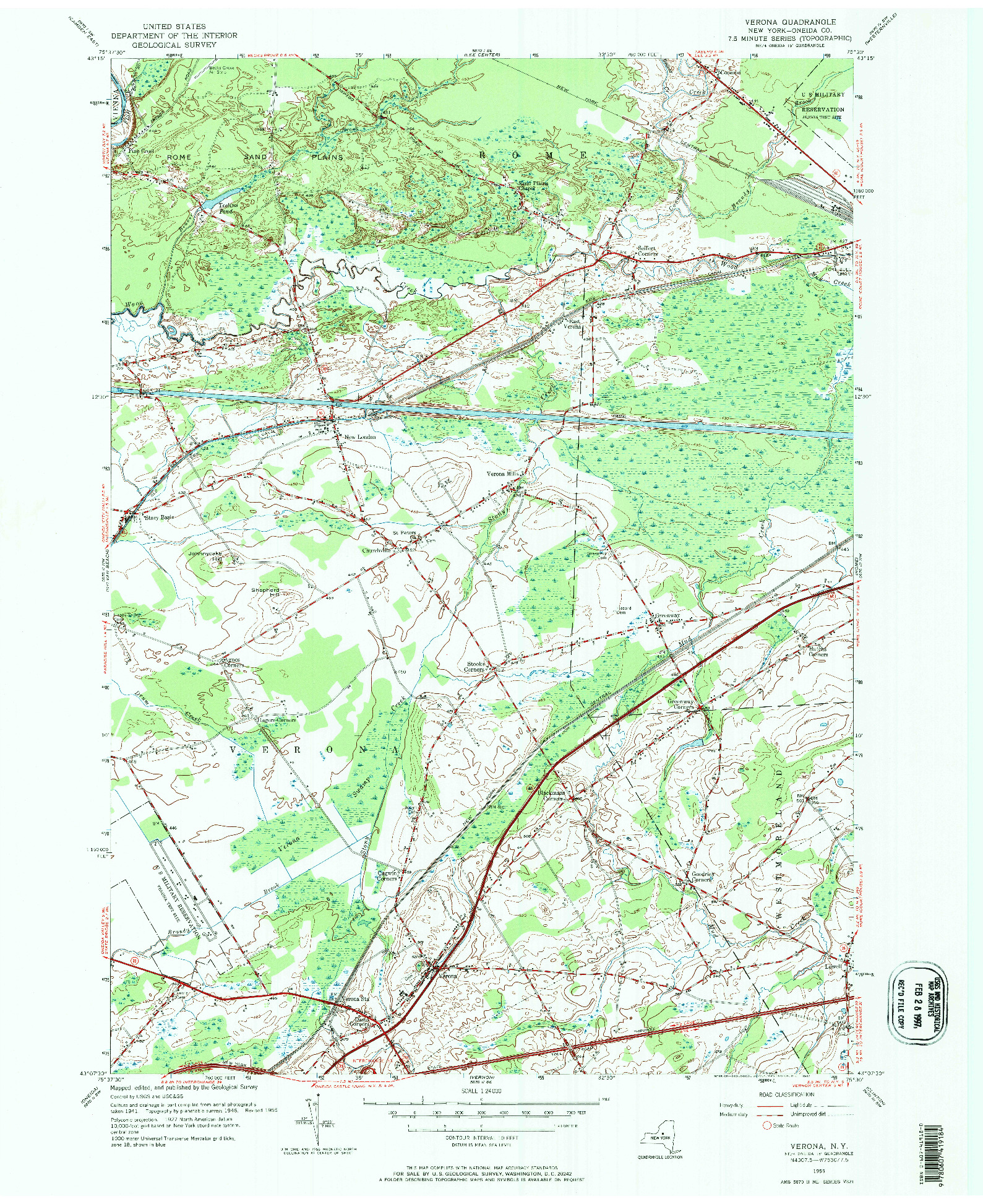 USGS 1:24000-SCALE QUADRANGLE FOR VERONA, NY 1955