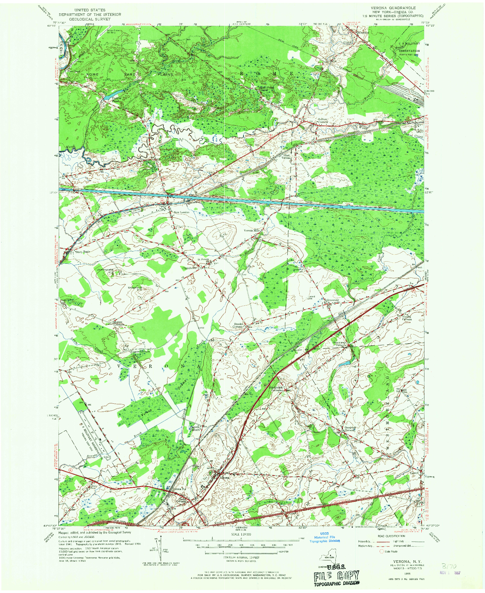 USGS 1:24000-SCALE QUADRANGLE FOR VERONA, NY 1955