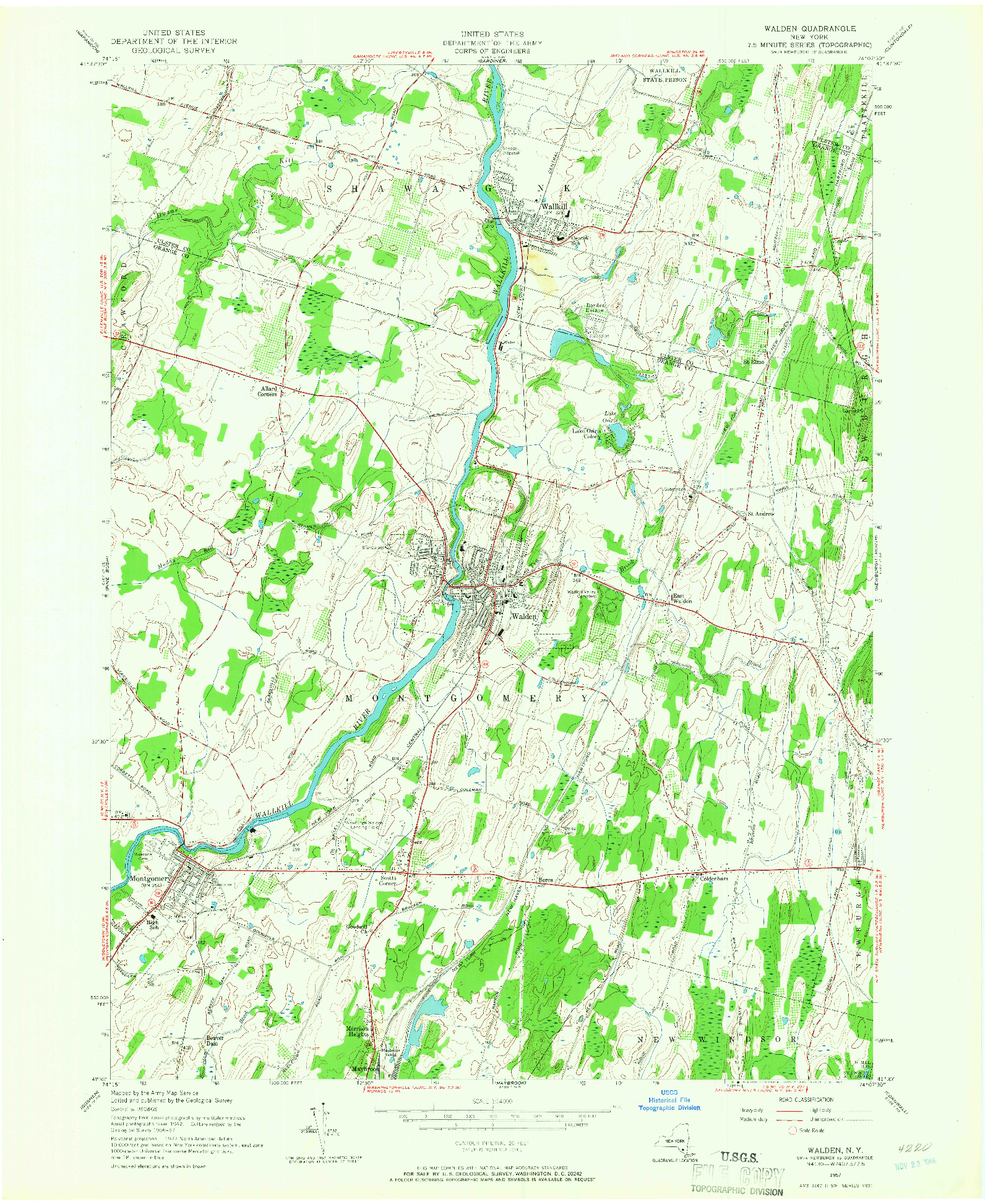 USGS 1:24000-SCALE QUADRANGLE FOR WALDEN, NY 1957