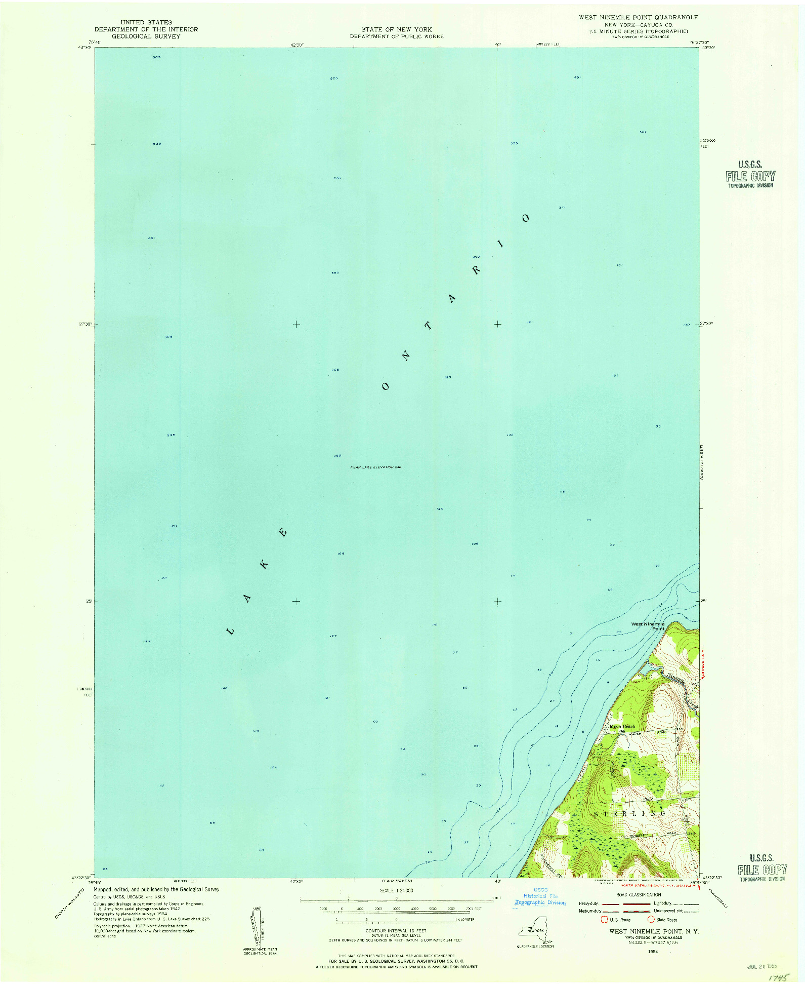 USGS 1:24000-SCALE QUADRANGLE FOR WEST NINEMILE POINT, NY 1954