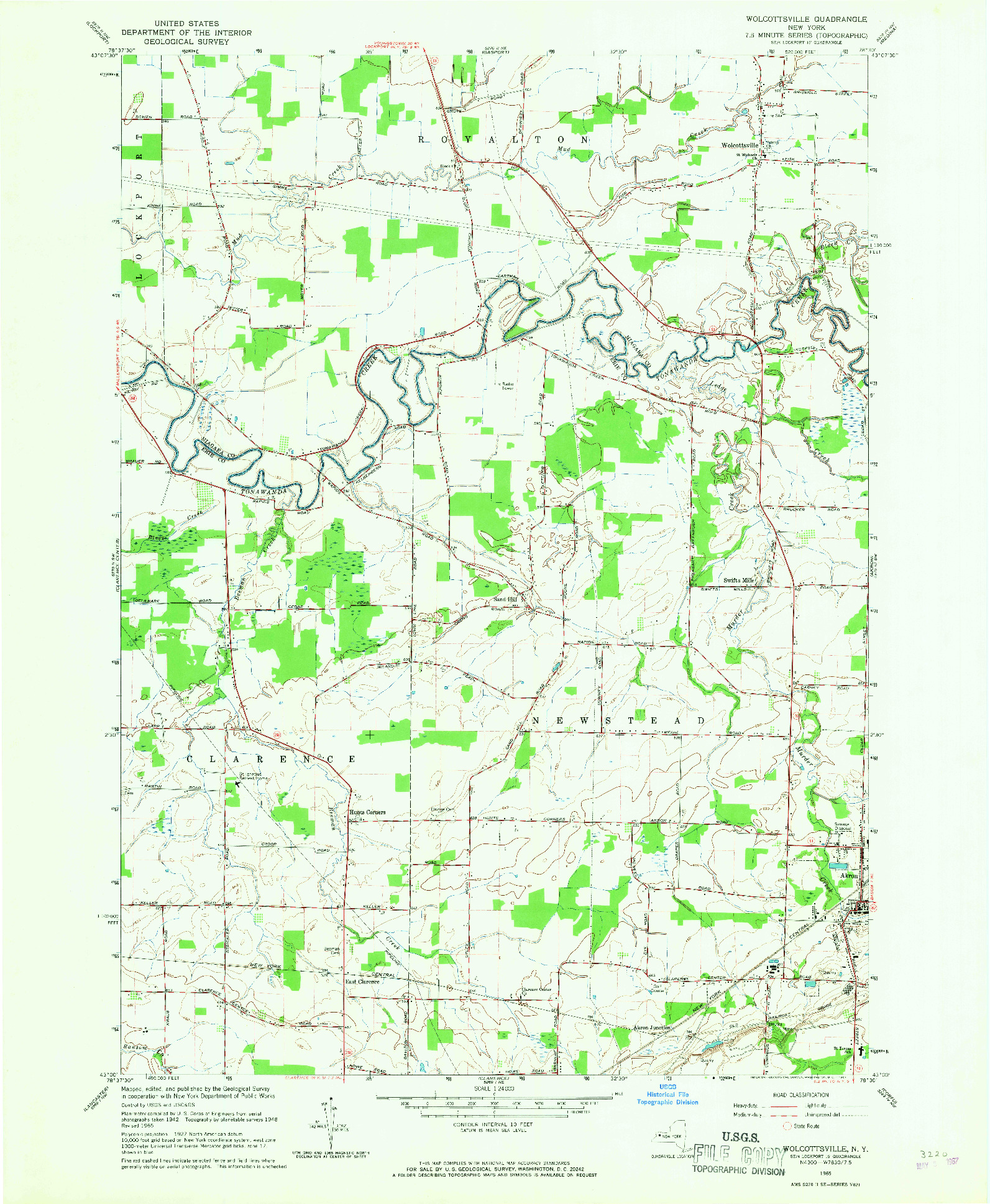 USGS 1:24000-SCALE QUADRANGLE FOR WOLCOTTSVILLE, NY 1965