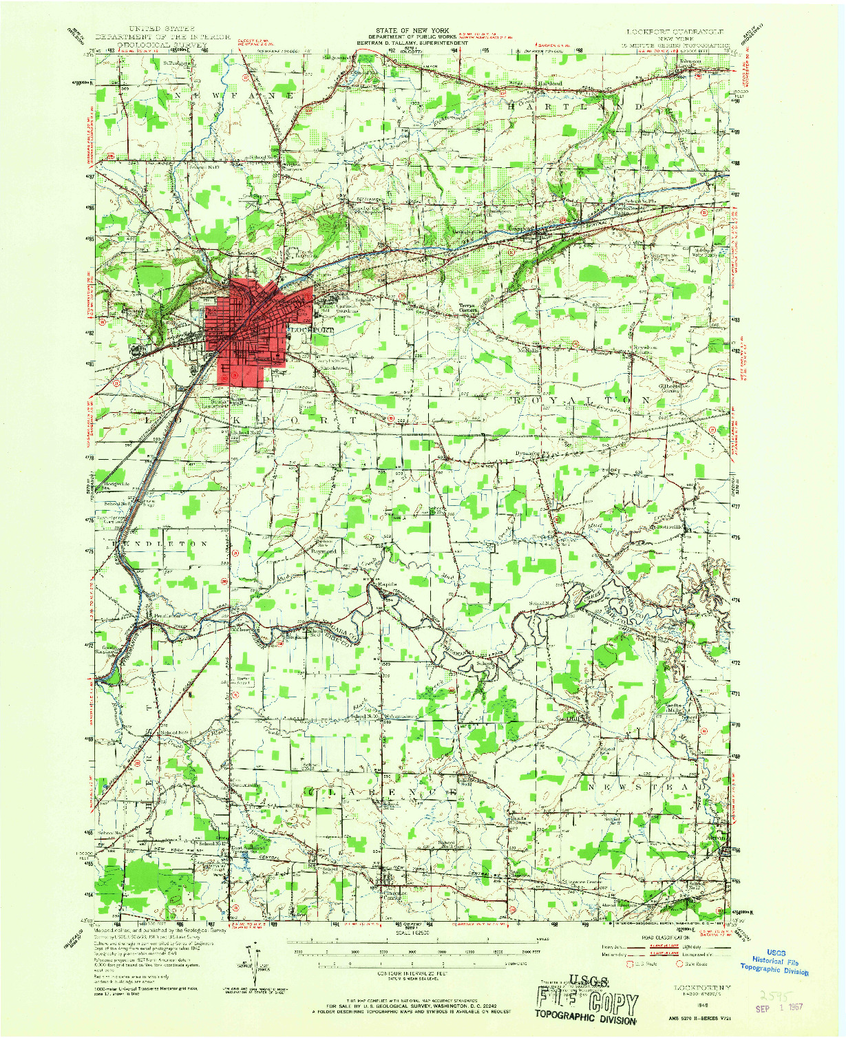 USGS 1:62500-SCALE QUADRANGLE FOR LOCKPORT, NY 1948