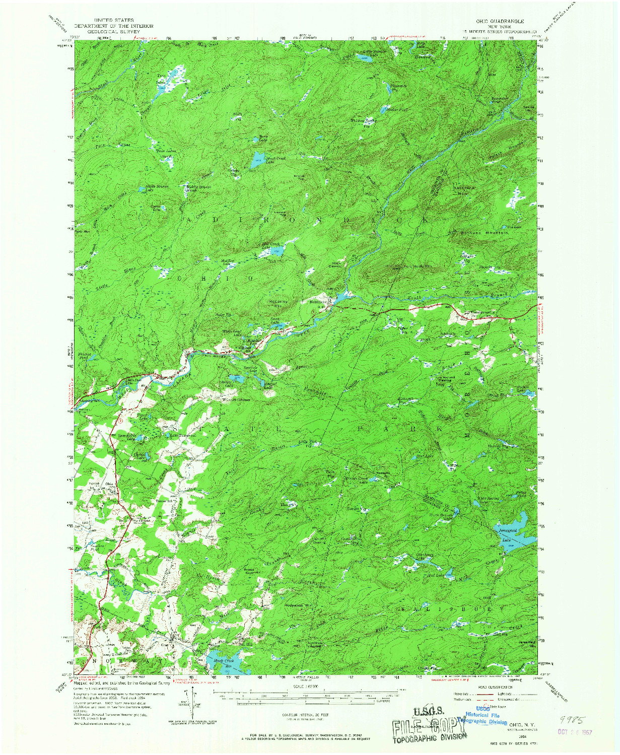 USGS 1:62500-SCALE QUADRANGLE FOR OHIO, NY 1954