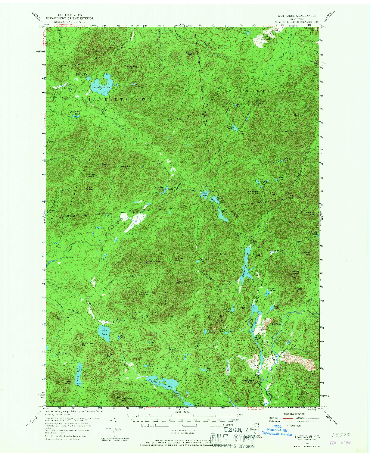 USGS 1:62500-SCALE QUADRANGLE FOR SANTANONI, NY 1953