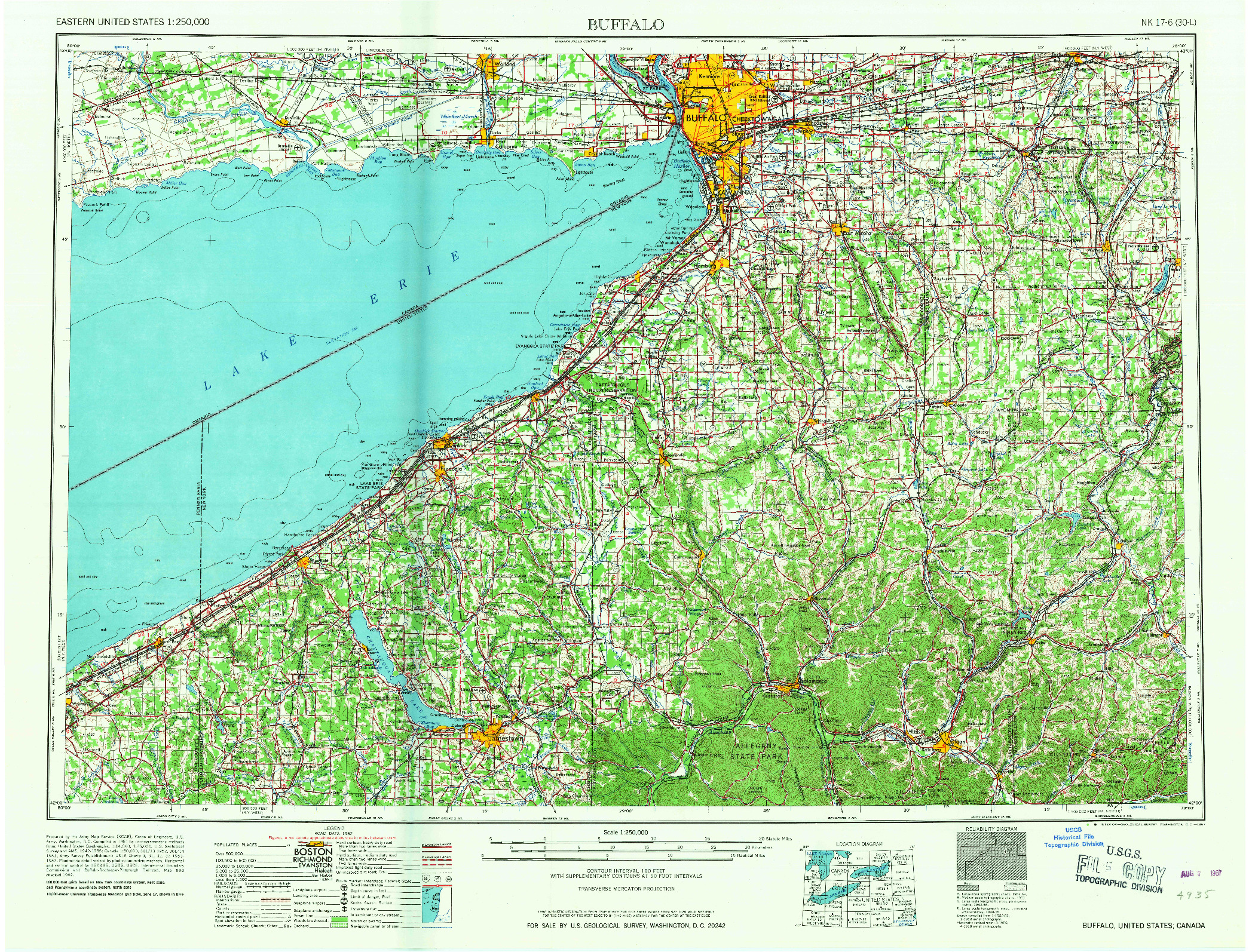 USGS 1:250000-SCALE QUADRANGLE FOR BUFFALO, NY 1967