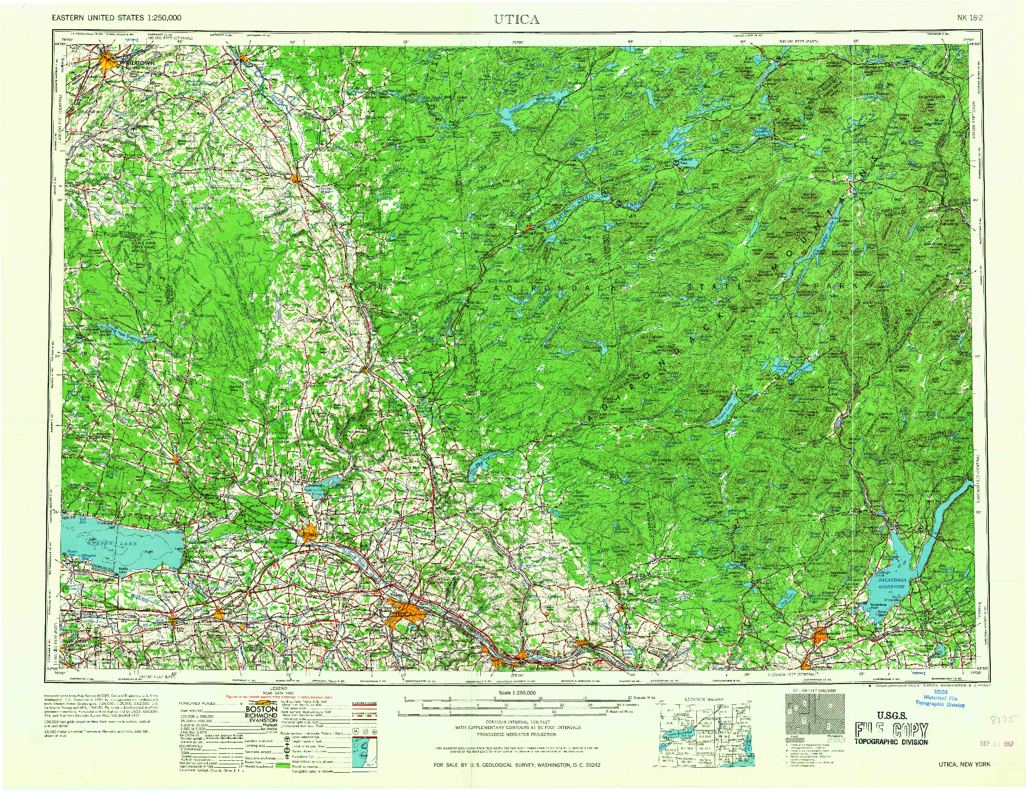 USGS 1:250000-SCALE QUADRANGLE FOR UTICA, NY 1967