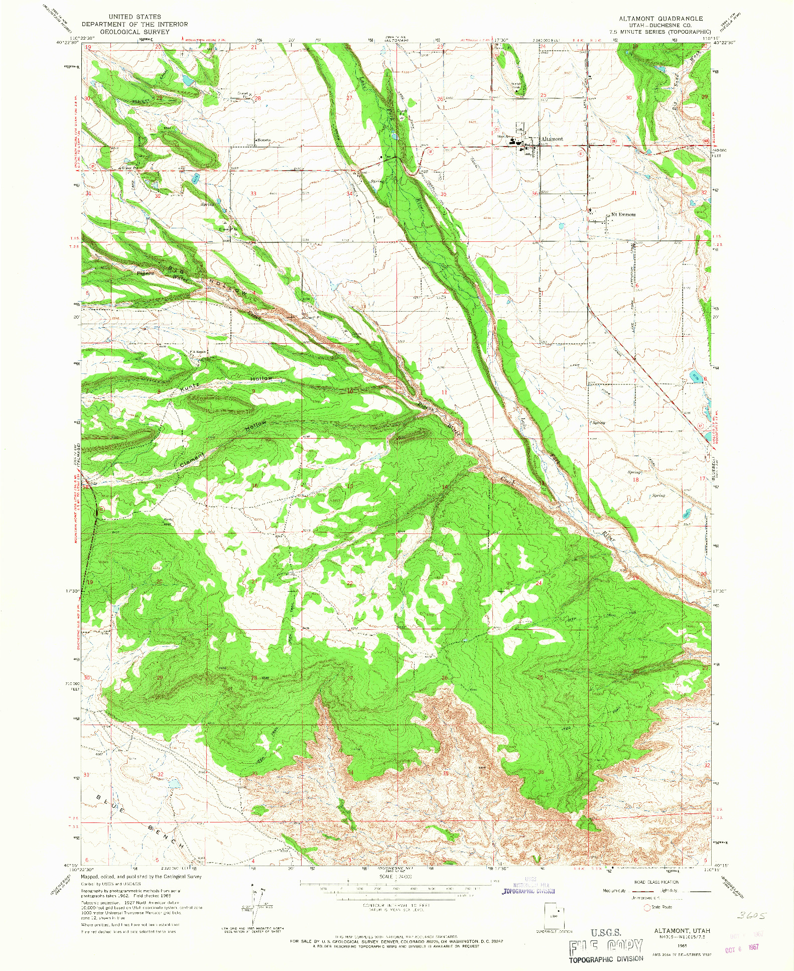 USGS 1:24000-SCALE QUADRANGLE FOR ALTAMONT, UT 1965